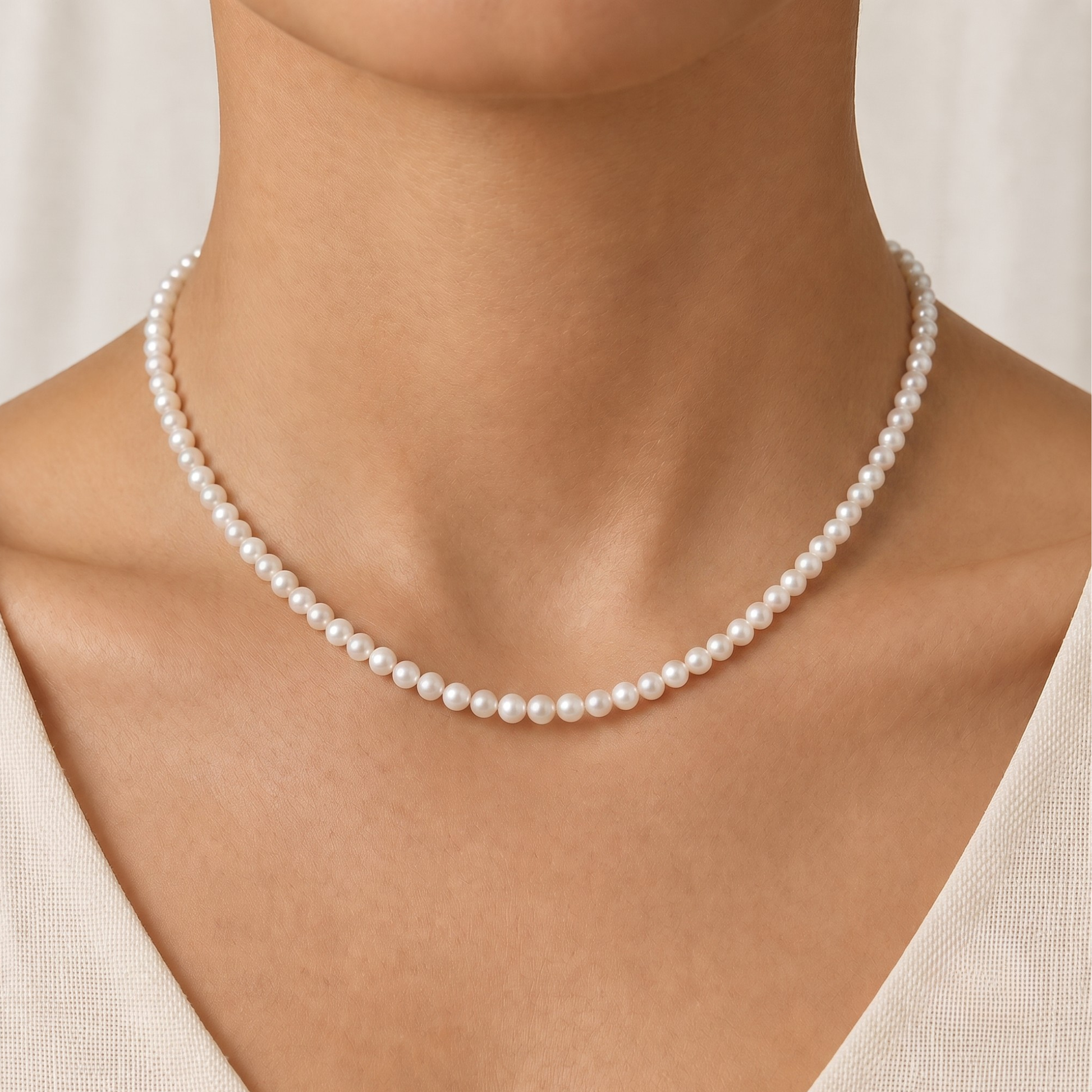 6-6.5mm Freshwater Pearl Necklace In 14K Gold