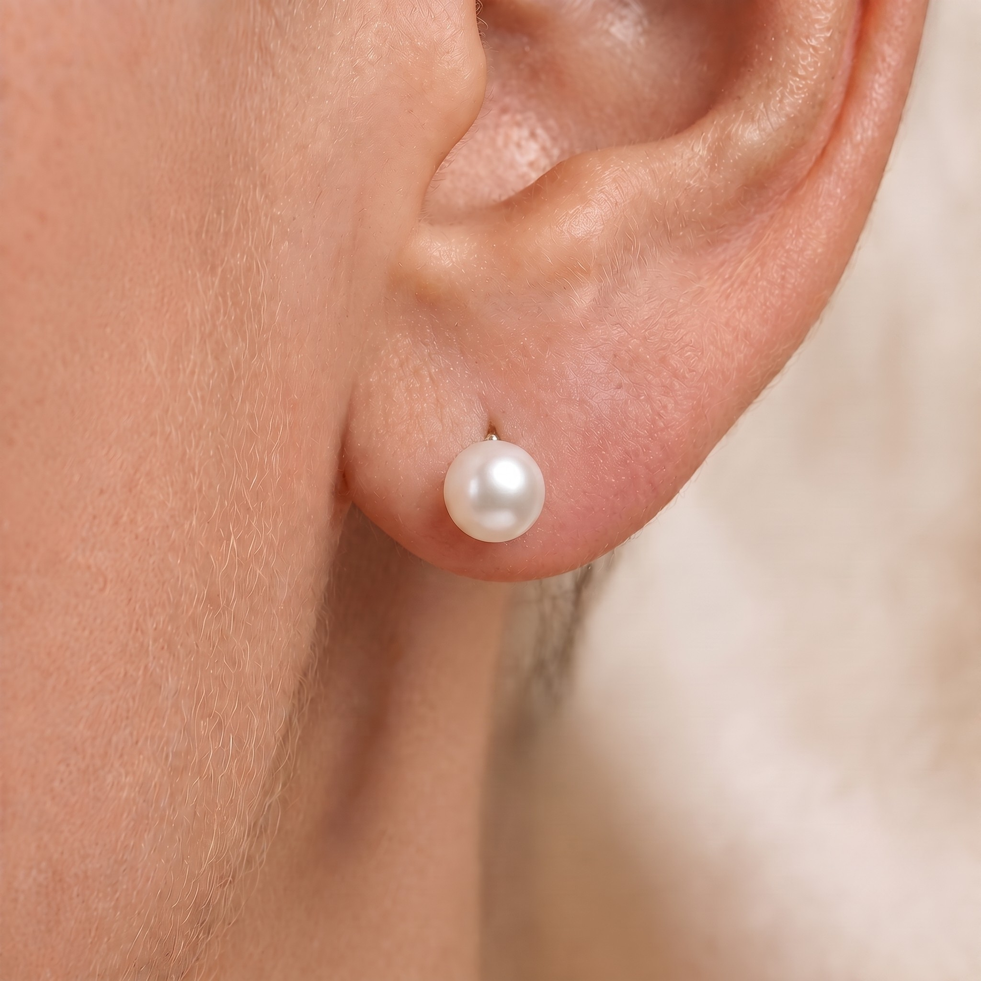 6-6.5mm Freshwater Pearl Stud Earrings In 14K Gold