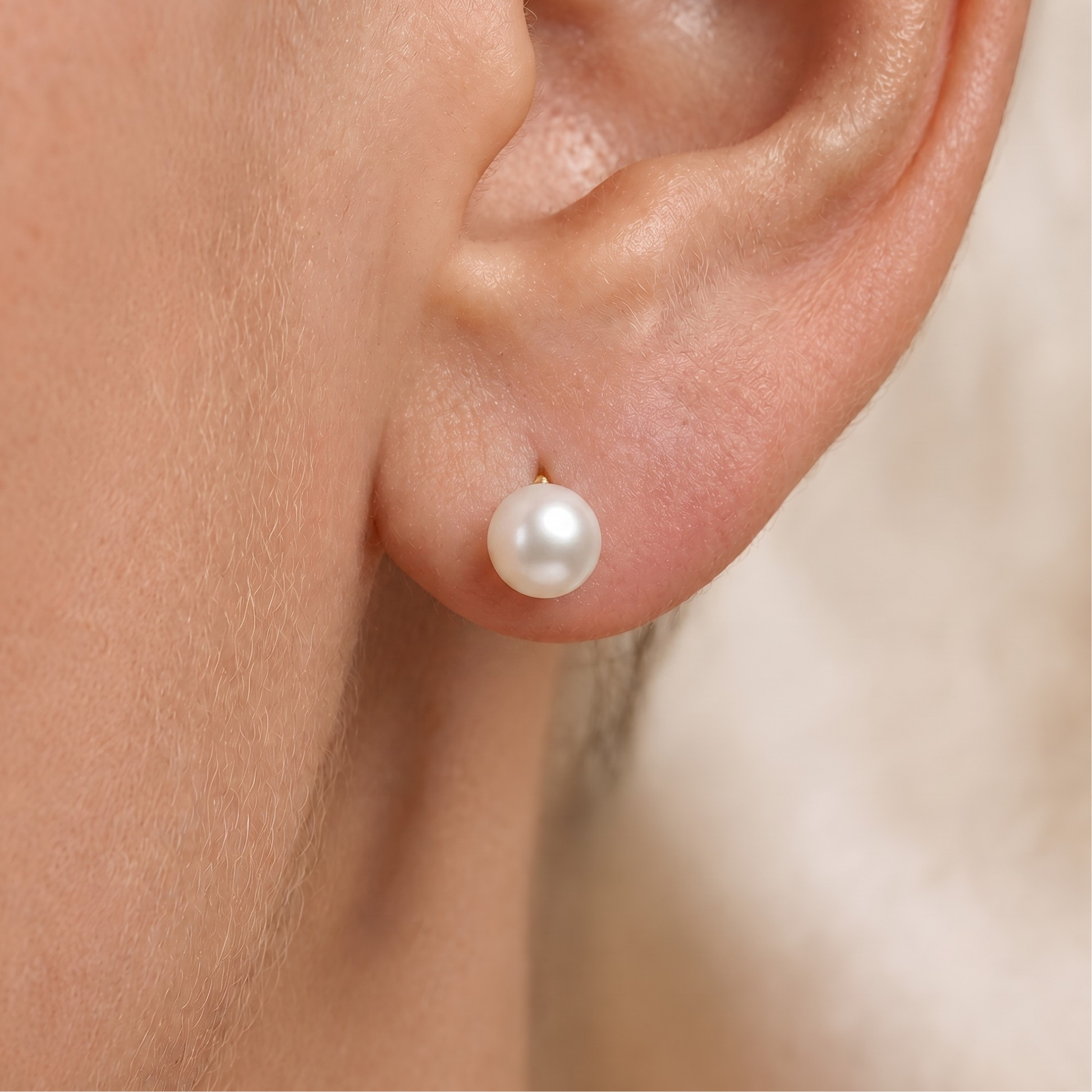 6-6.5mm Freshwater Pearl Stud Earrings In 14K Gold