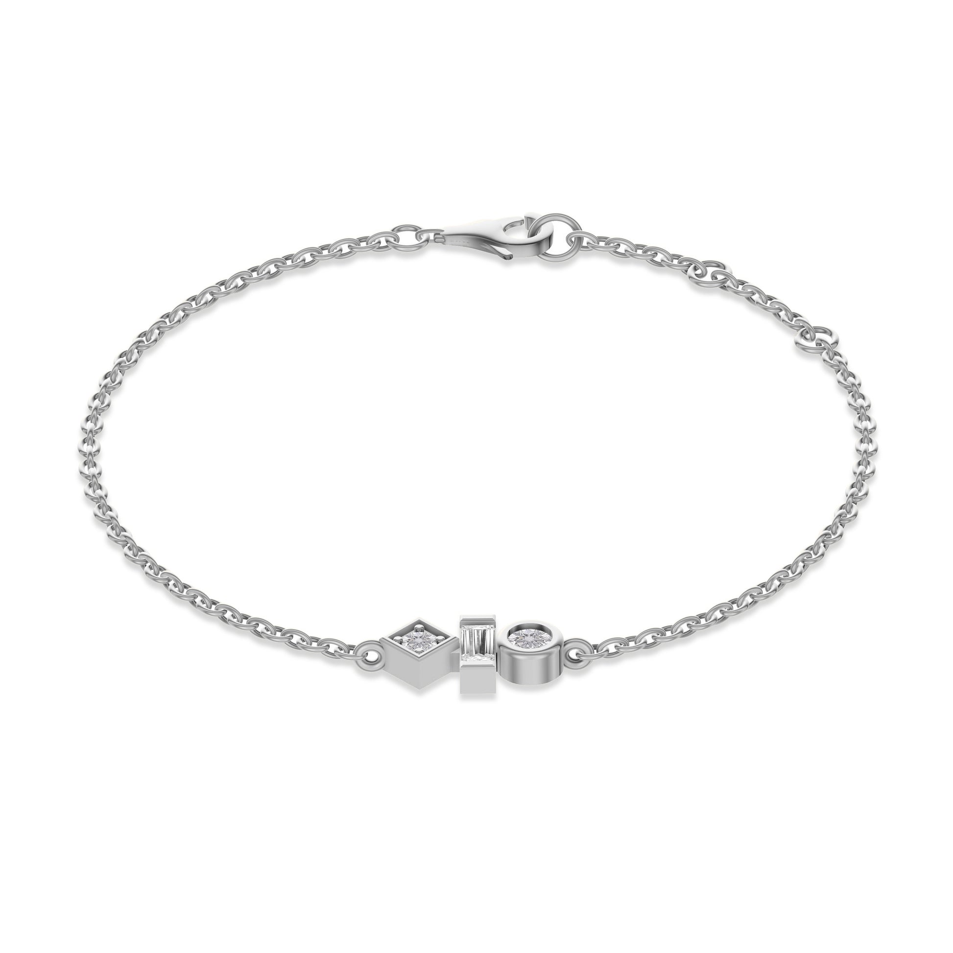 Abstract Bezel Diamond Bracelet in 14K Gold