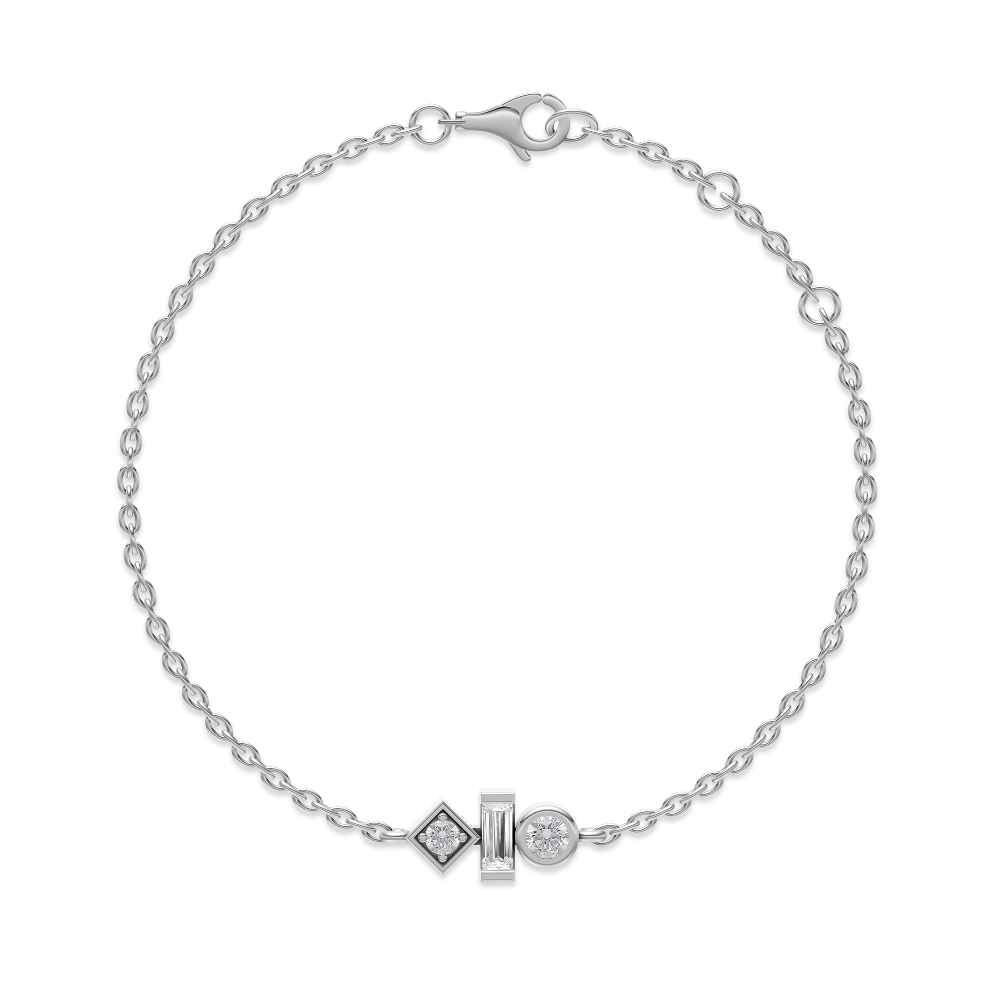 Abstract Bezel Diamond Bracelet in 14K Gold