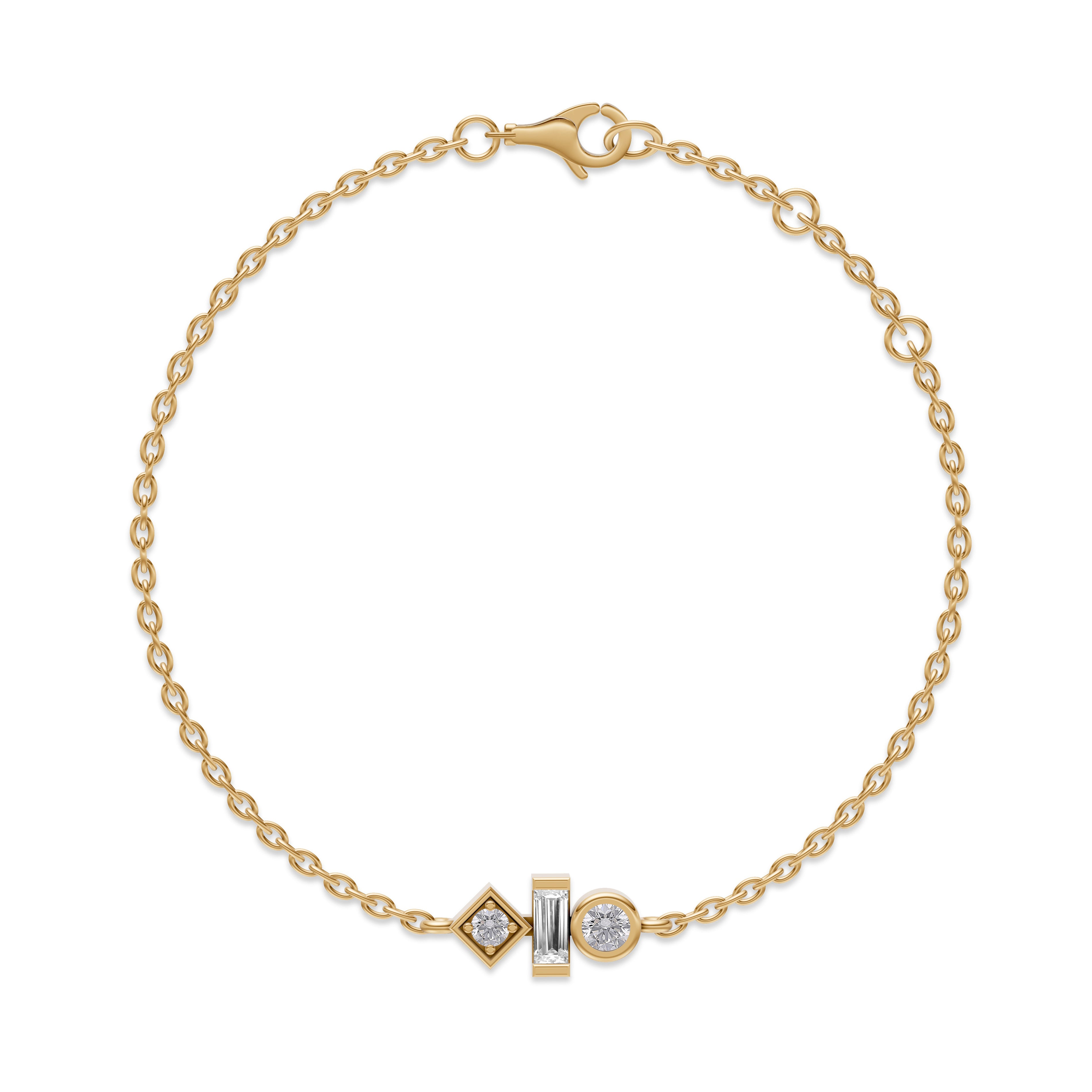 Abstract Bezel Diamond Bracelet in 14K Gold