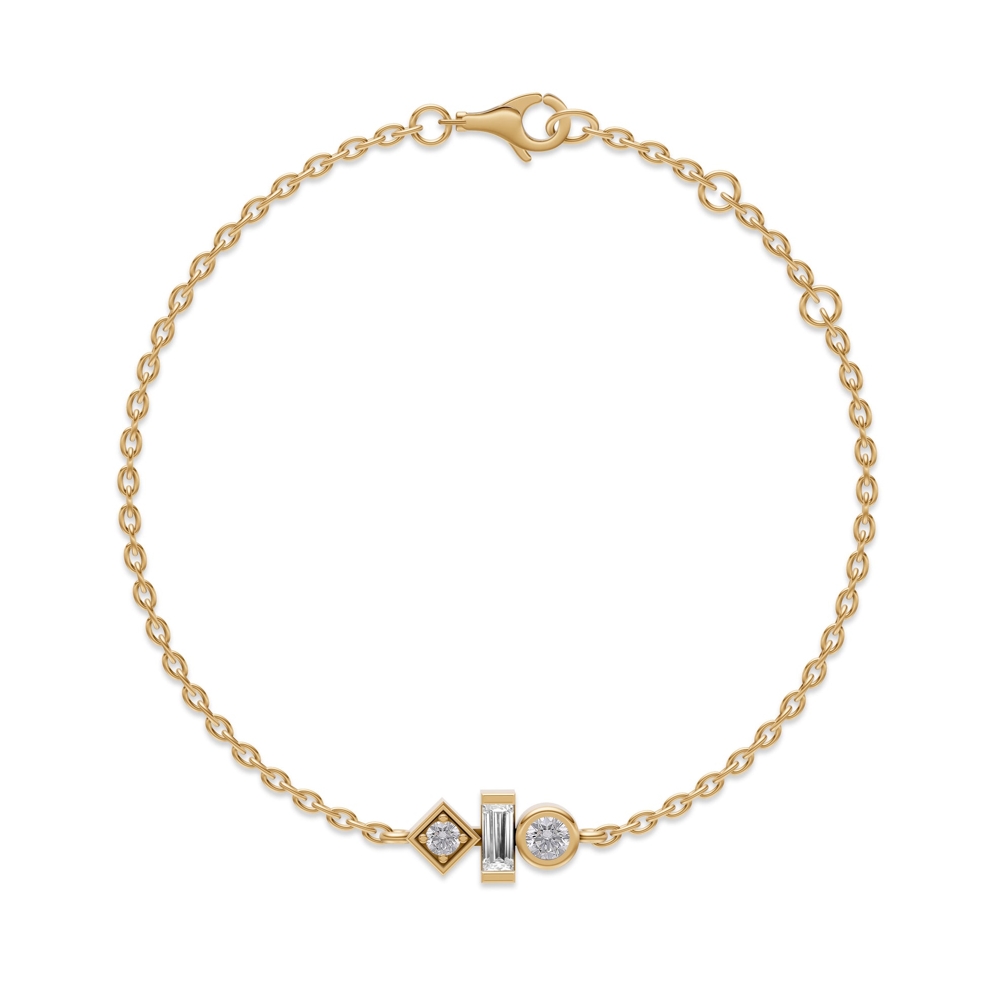 Abstract Bezel Diamond Bracelet in 14K Gold