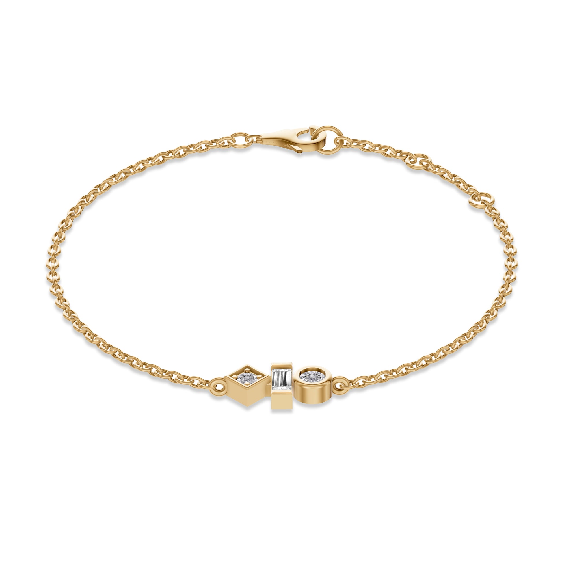 Abstract Bezel Diamond Bracelet in 14K Gold