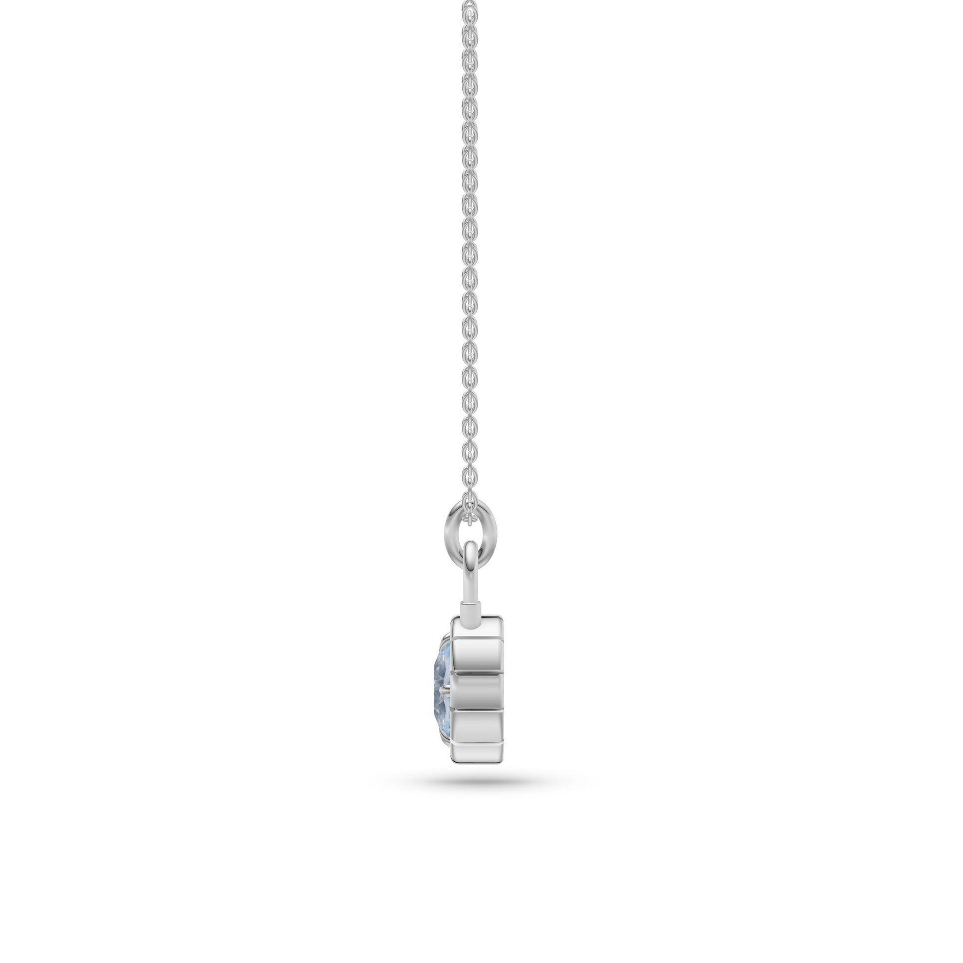 Aquamarine Lock Pendant Necklace In 14K Gold