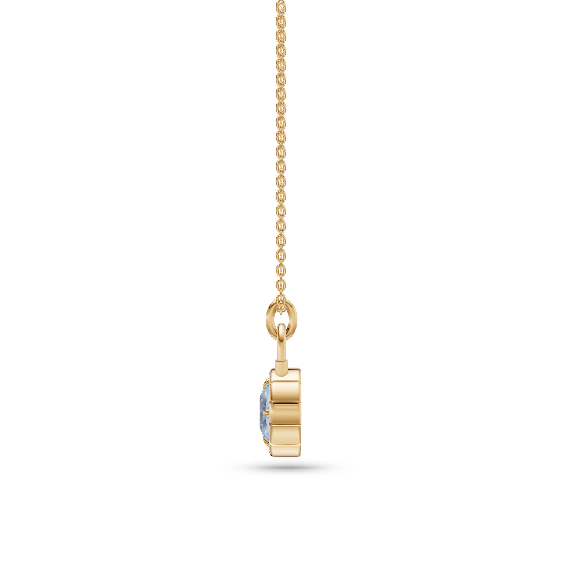 Aquamarine Lock Pendant Necklace In 14K Gold