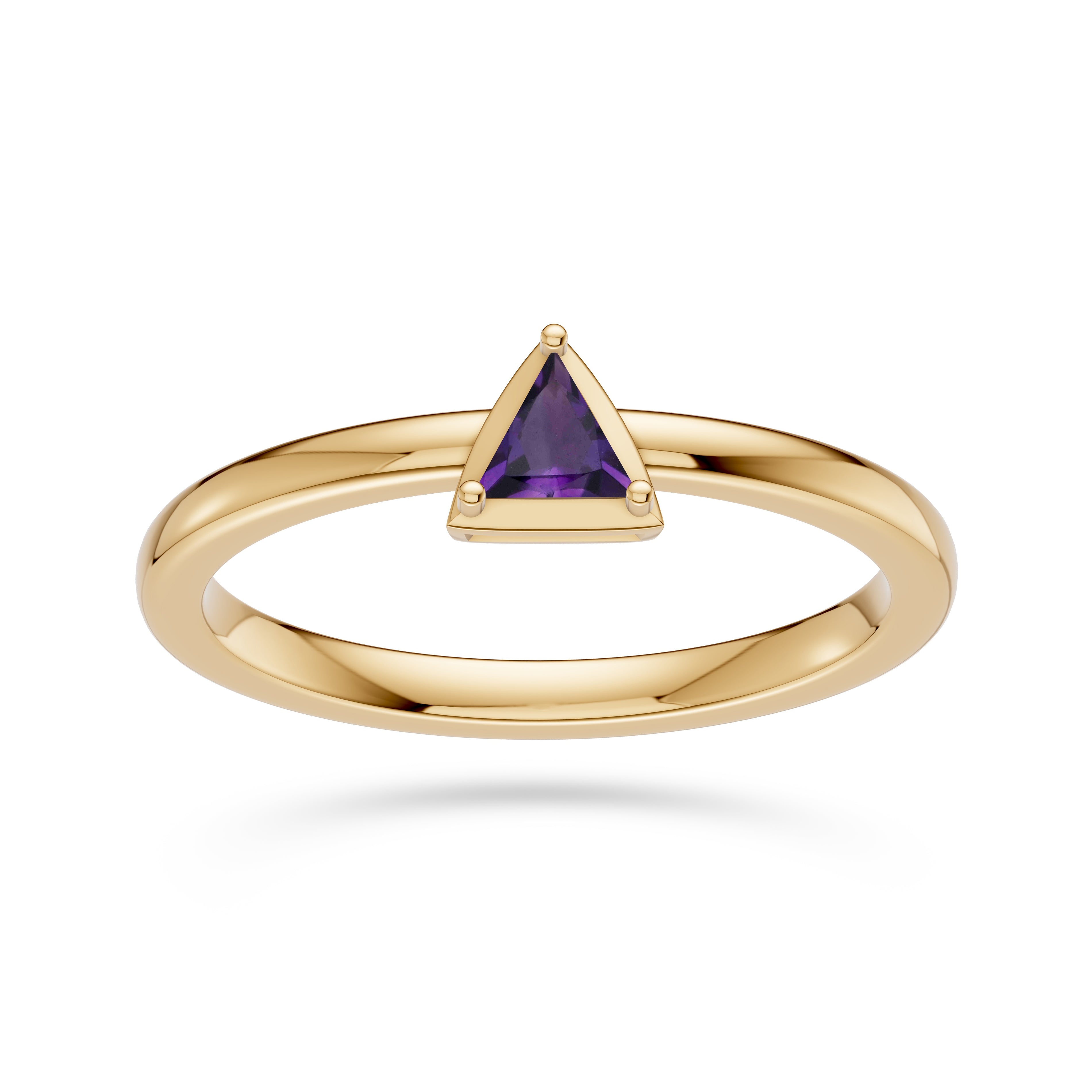 Asteria Trillion Amethyst Ring In 14K Gold
