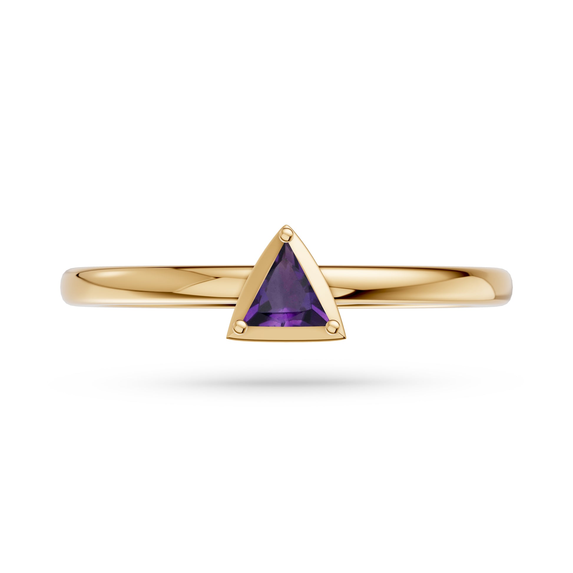 Asteria Trillion Amethyst Ring In 14K Gold