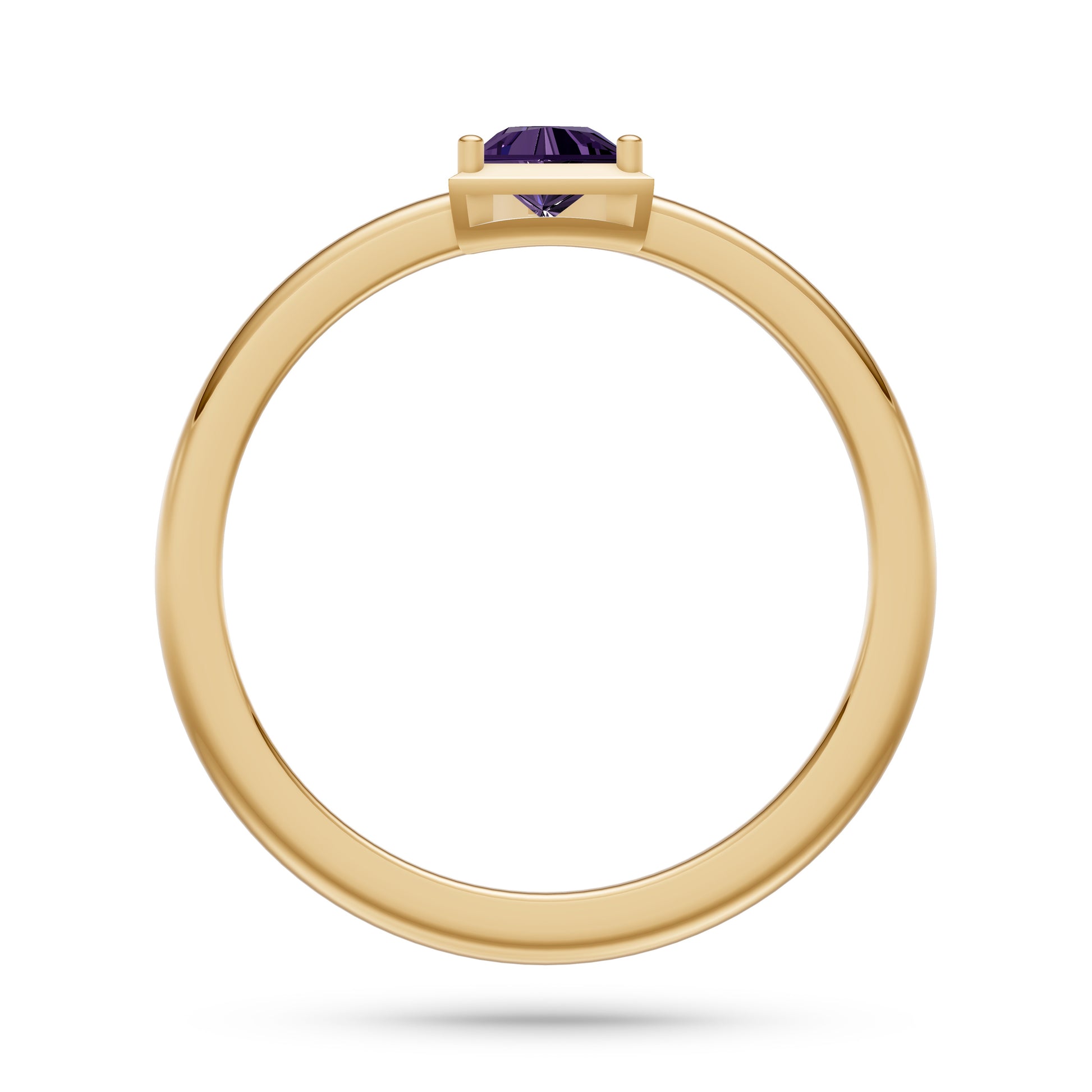 Asteria Trillion Amethyst Ring In 14K Gold