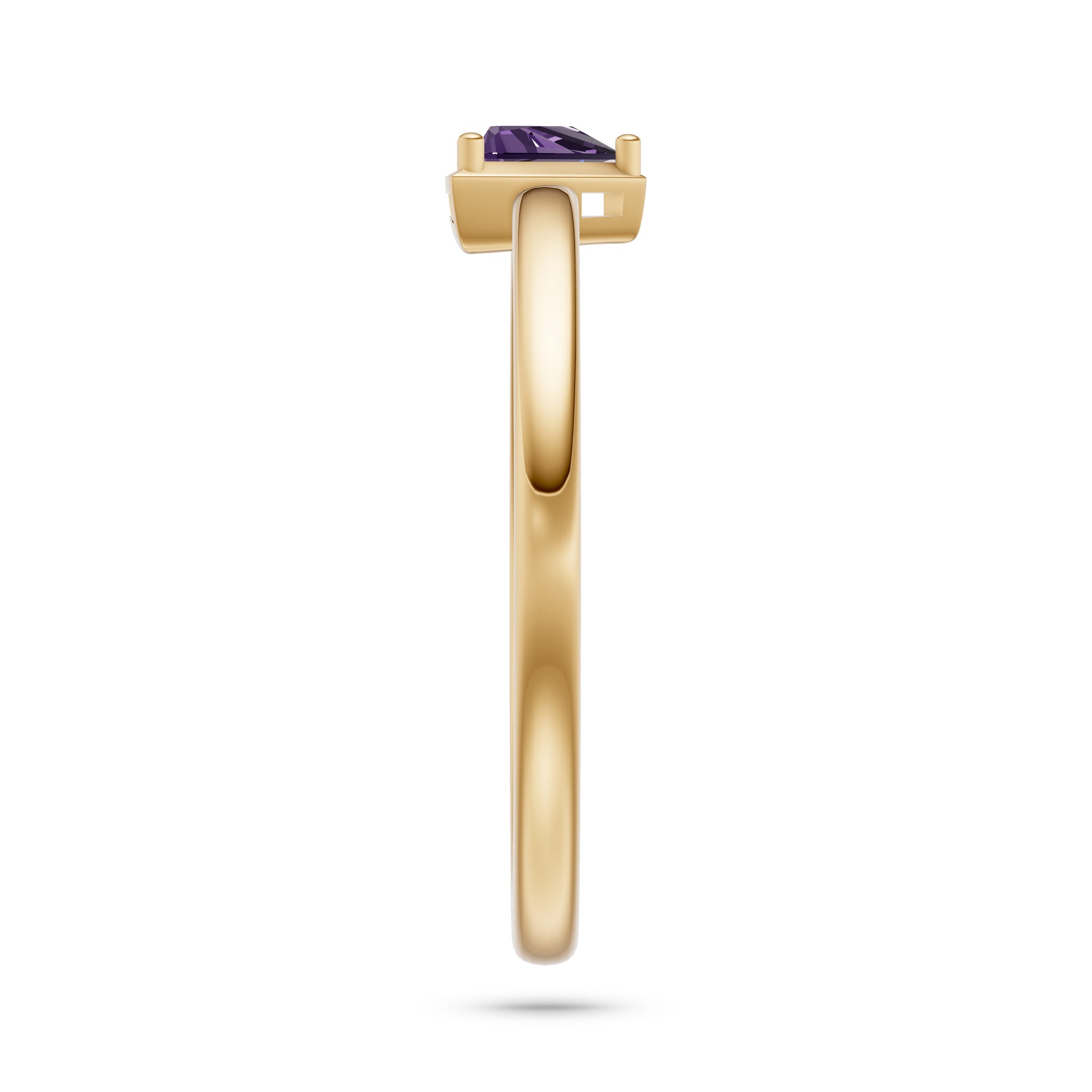 Asteria Trillion Amethyst Ring In 14K Gold
