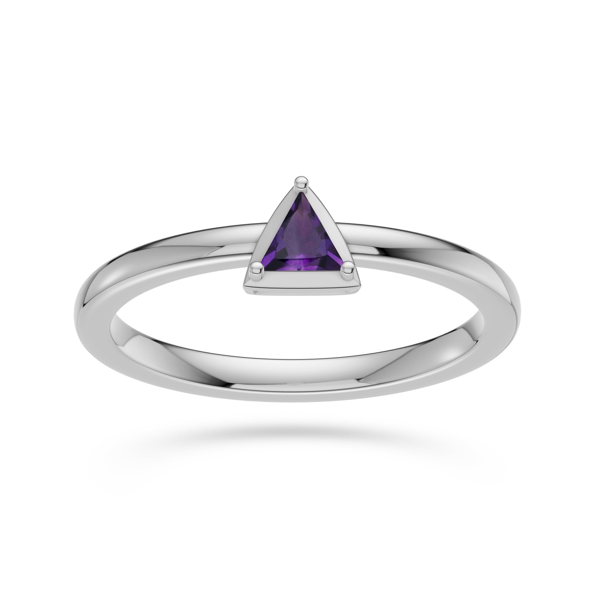 Asteria Trillion Amethyst Ring In 14K Gold
