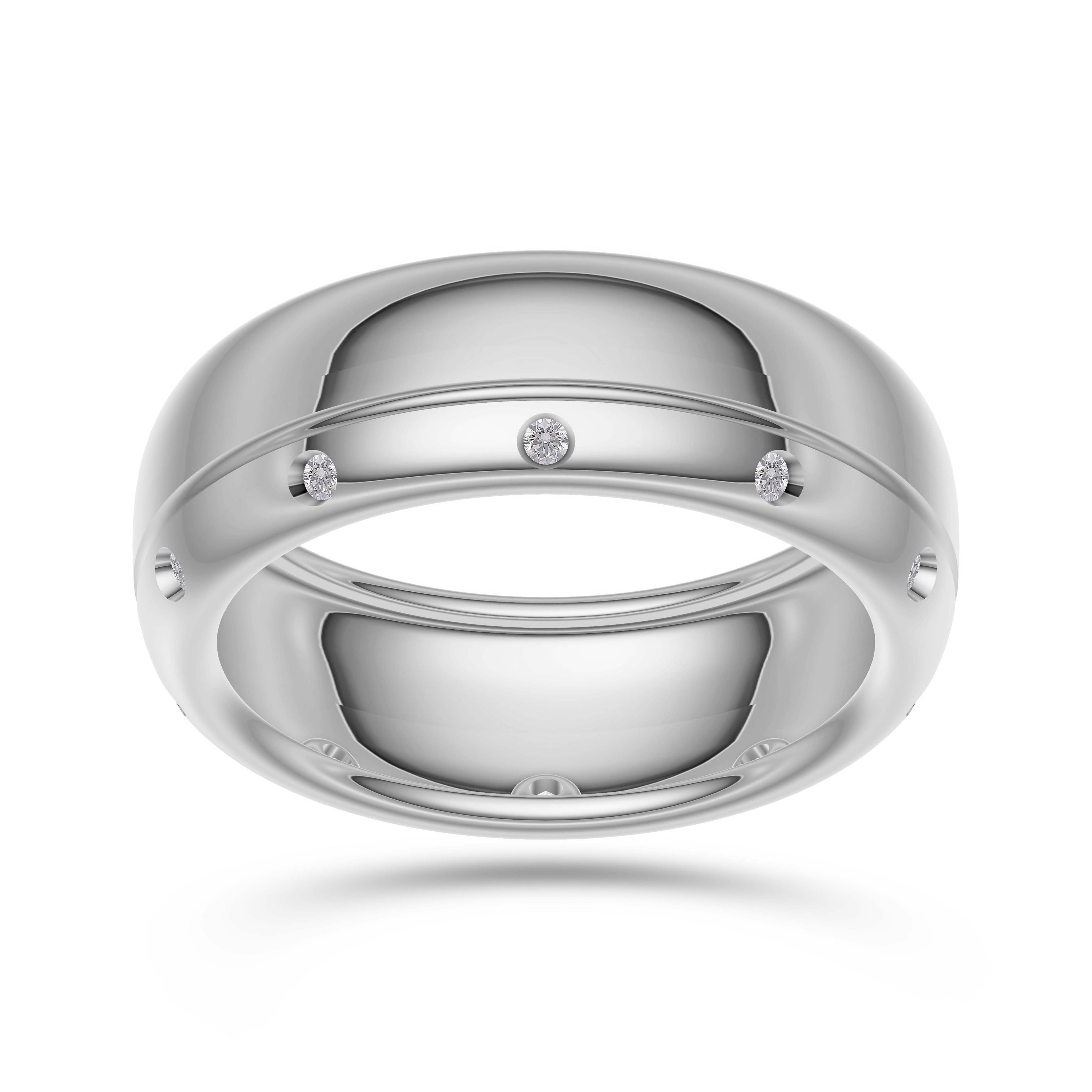 Atlas Diamond Studded Band In Sterling Silver