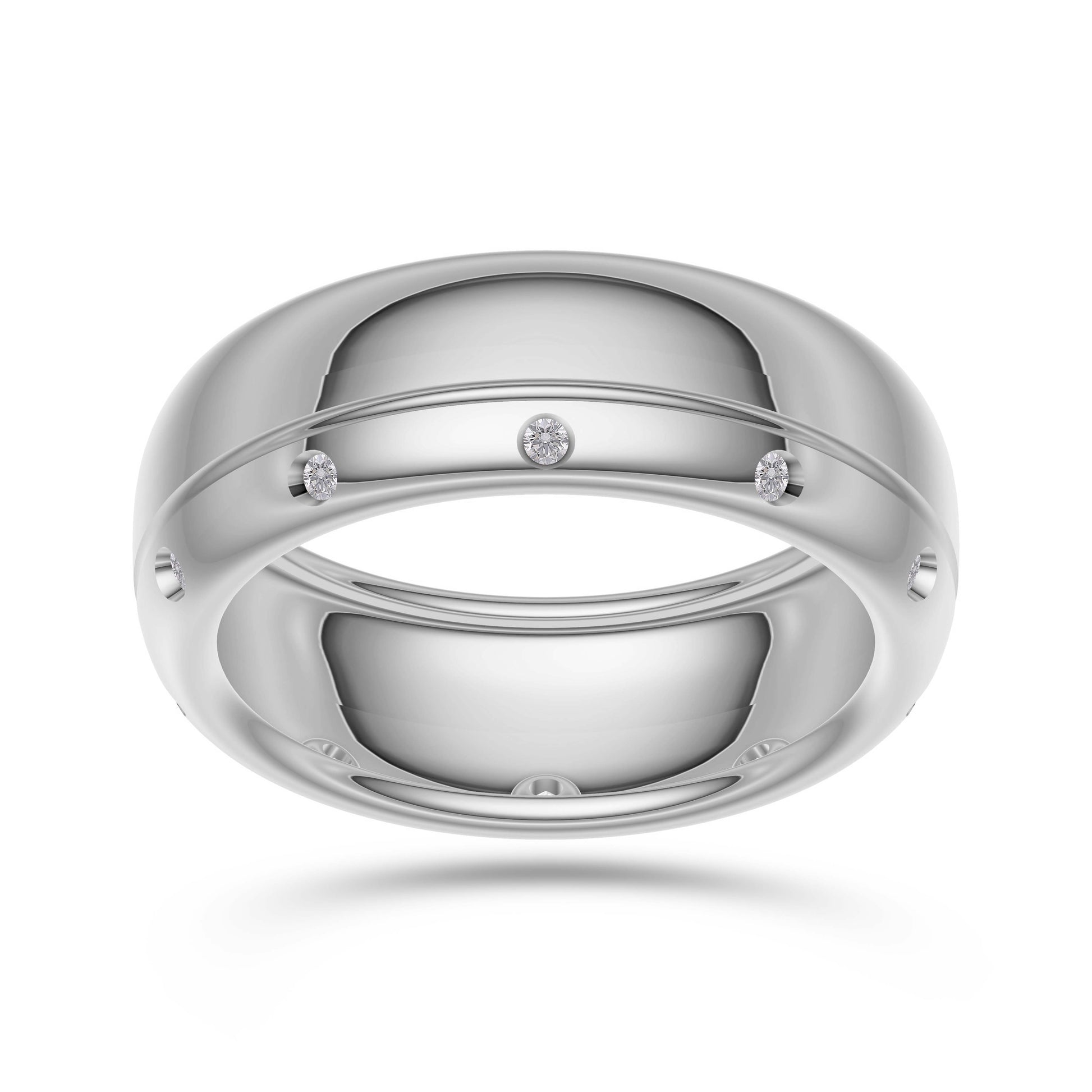 Atlas Diamond Studded Band In Sterling Silver