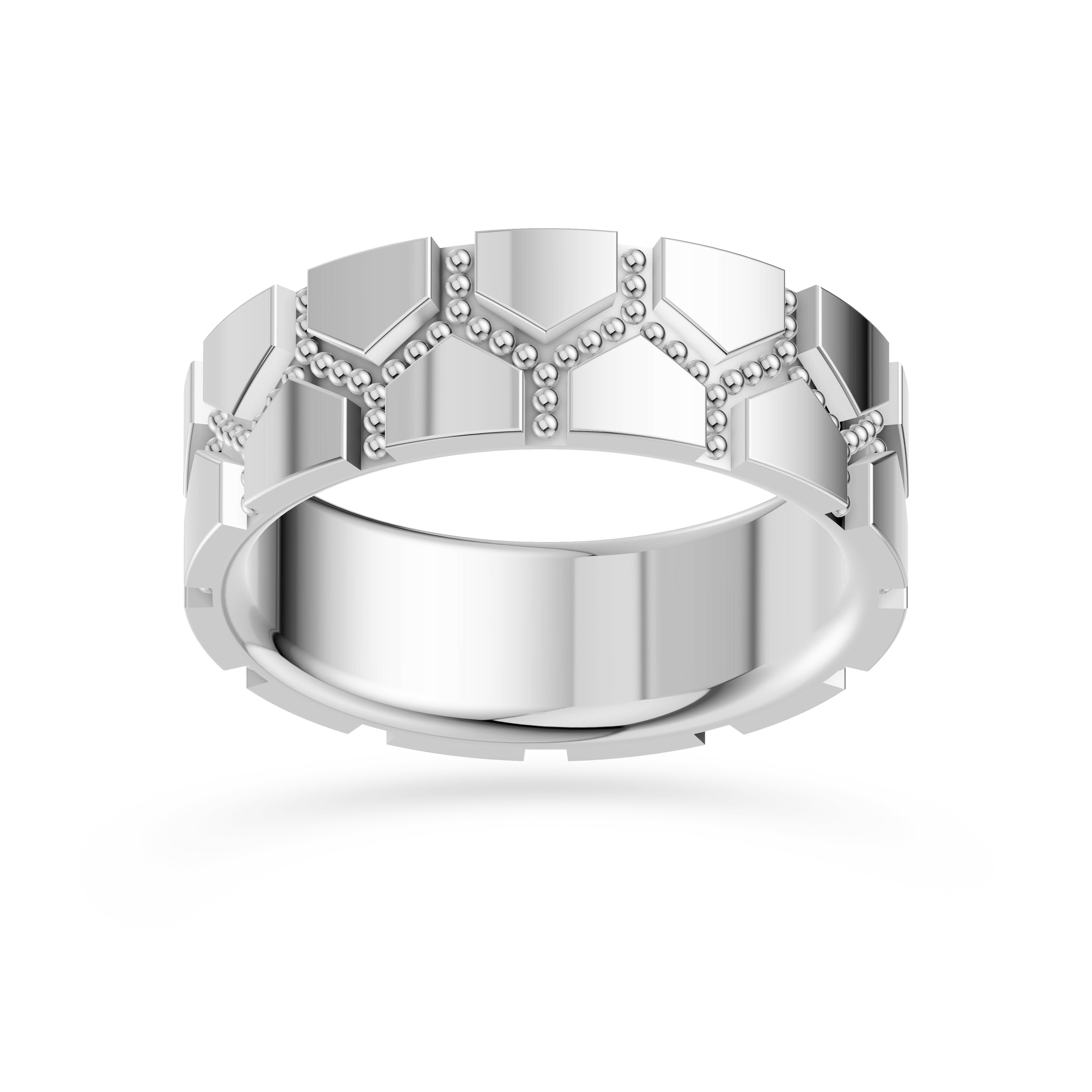 Atlas Honeycomb Diamond Ring in Sterling Silver