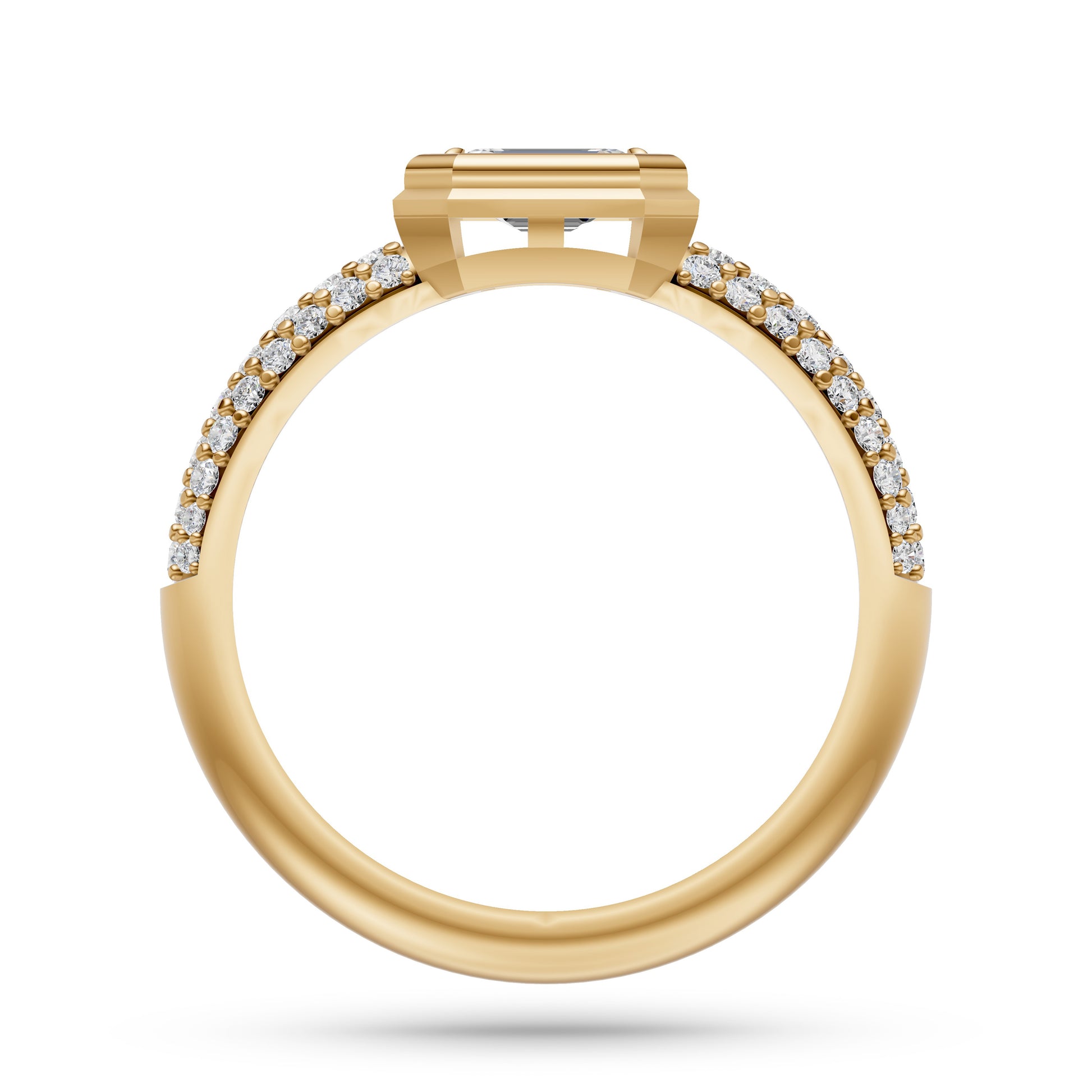 Aurelius Emerald Cut Diamond Bezel Ring in 14K Gold