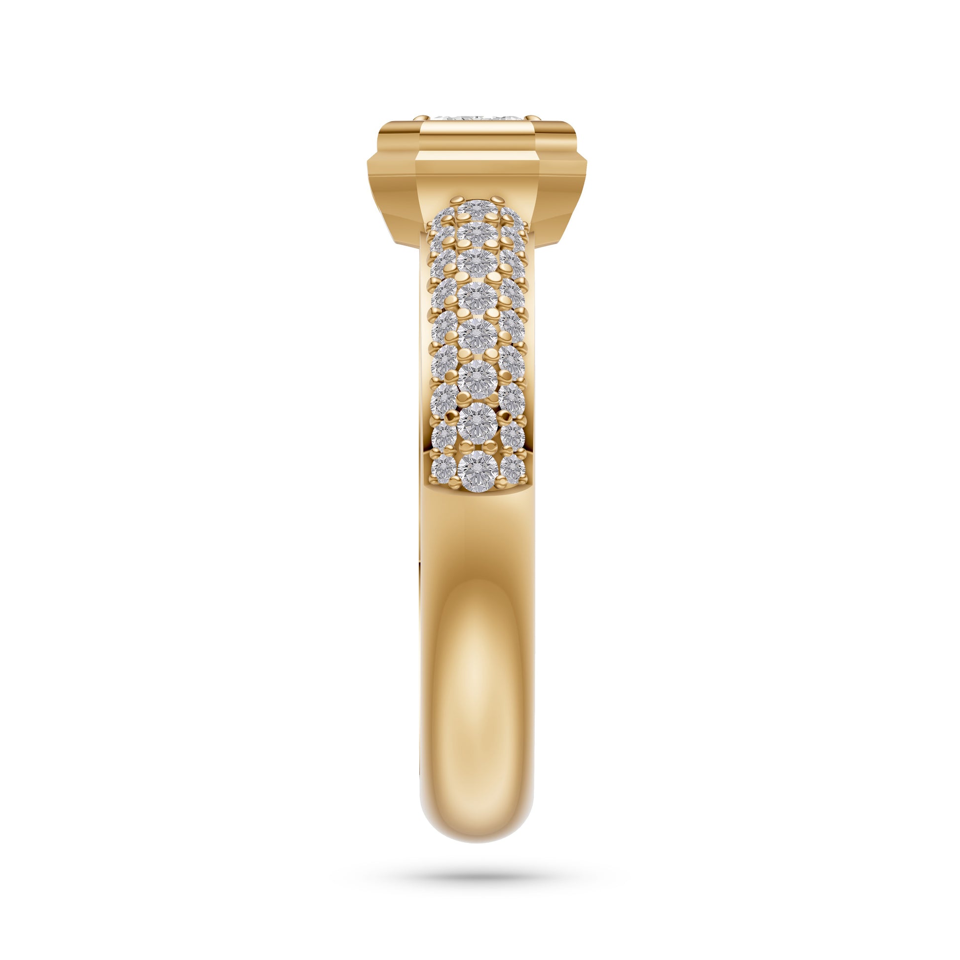Aurelius Emerald Cut Diamond Bezel Ring in 14K Gold