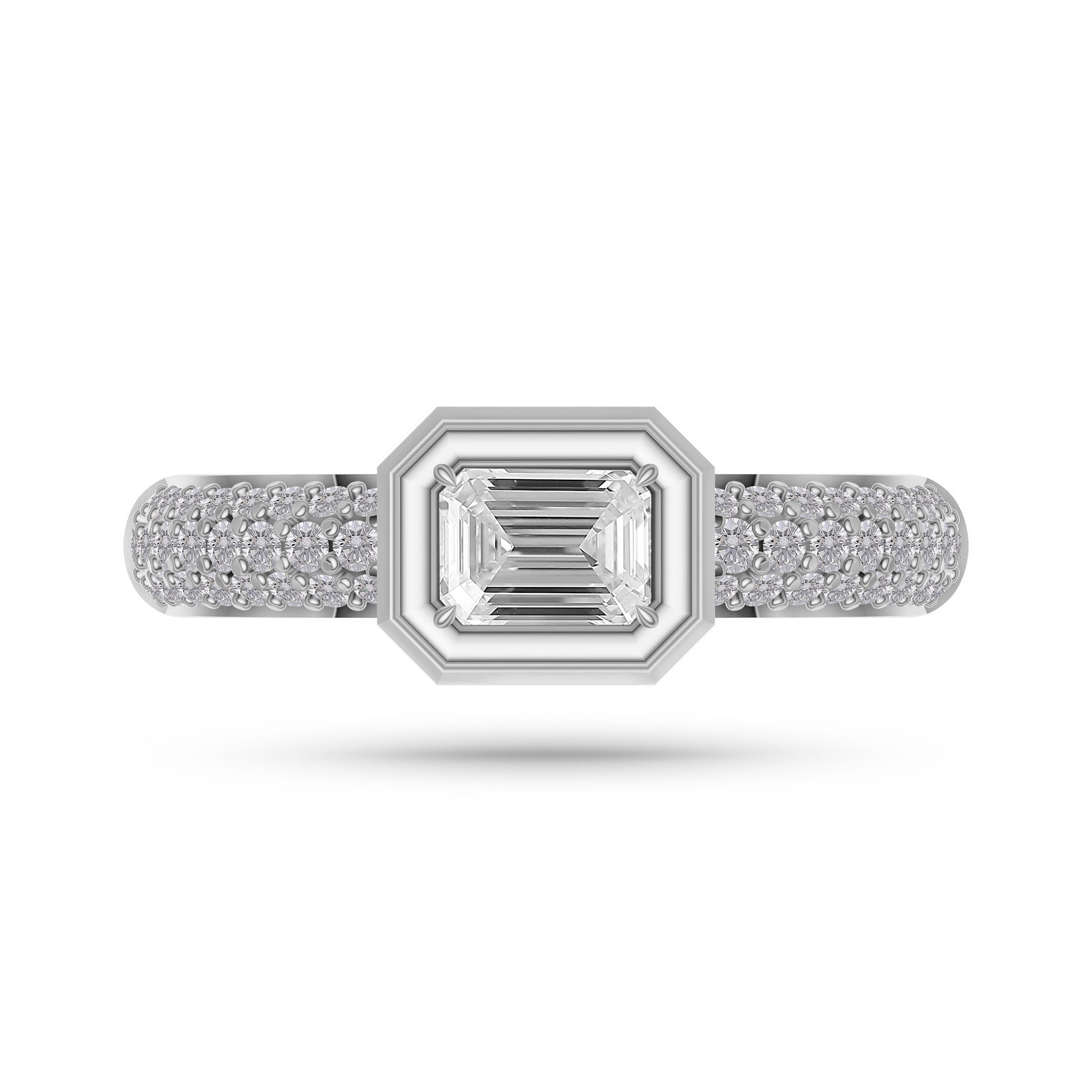 Aurelius Emerald Cut Diamond Bezel Ring in 14K Gold