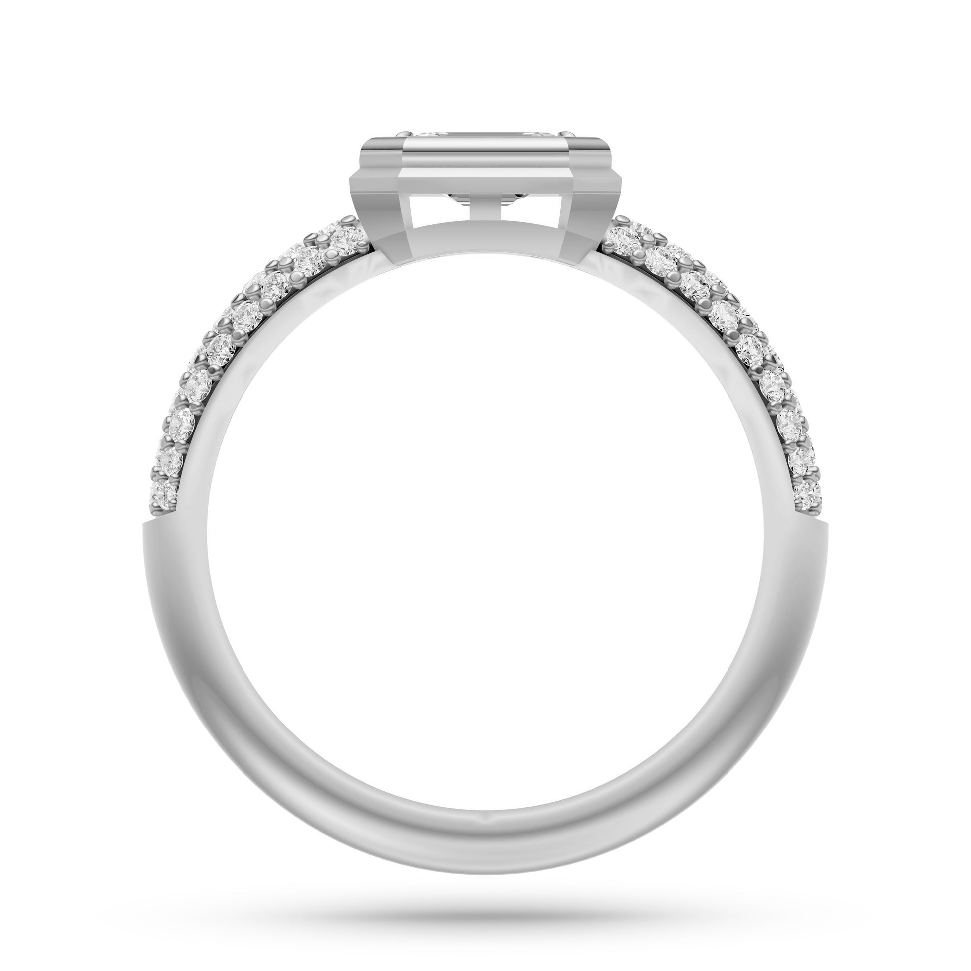 Aurelius Emerald Cut Diamond Bezel Ring in 14K Gold
