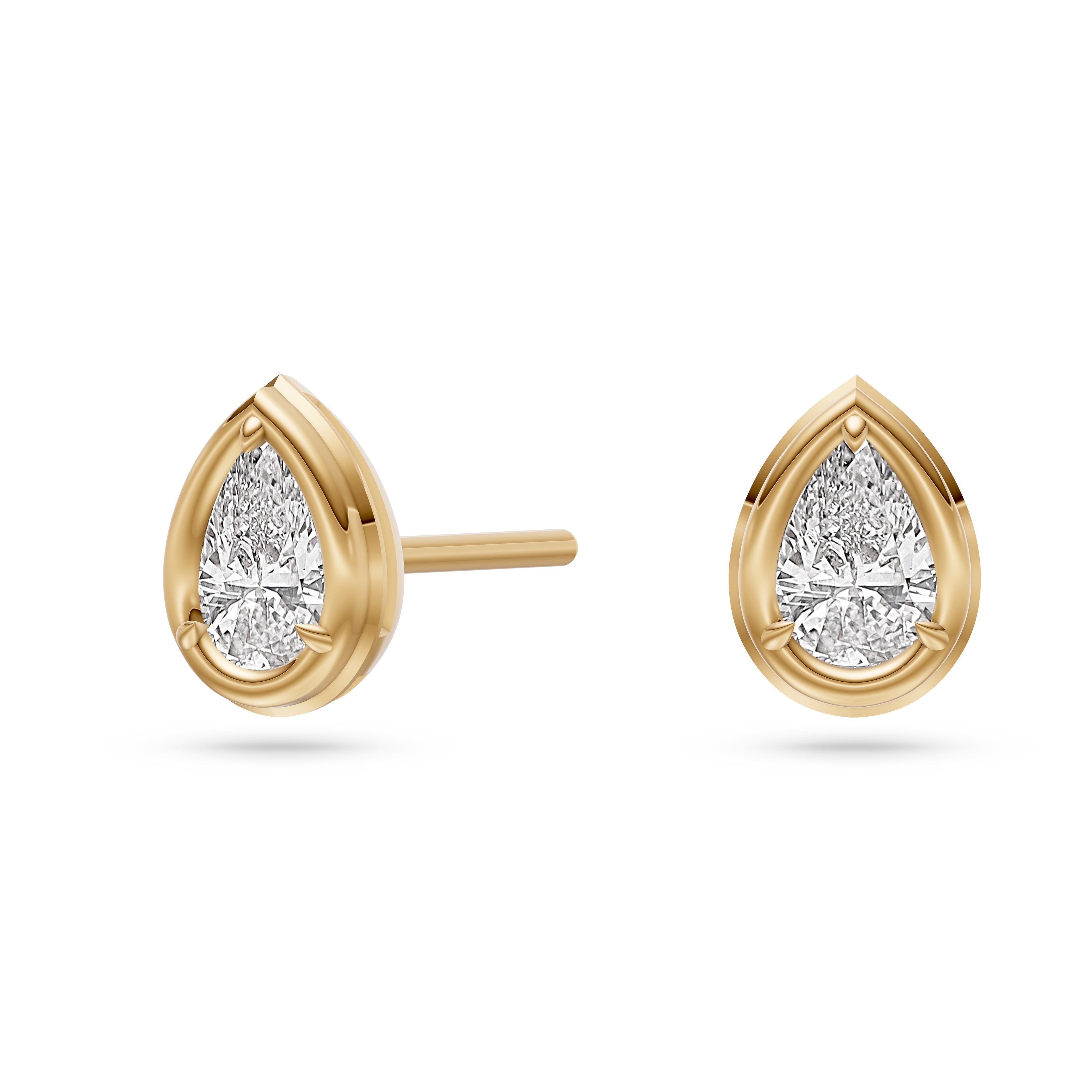 Aurelle Diamond Pear Stud Earrings in 14K Gold