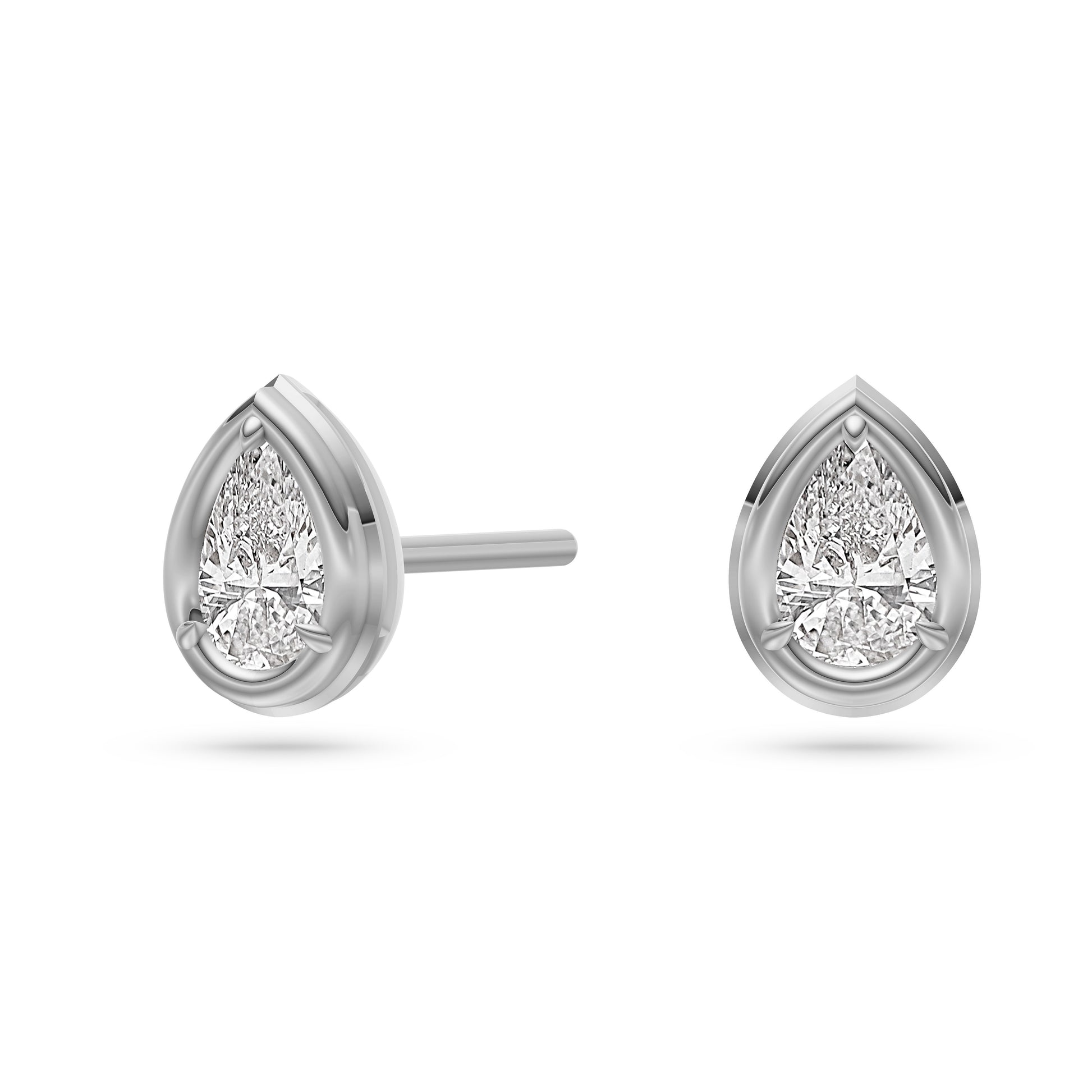 Aurelle Diamond Pear Stud Earrings in 14K Gold