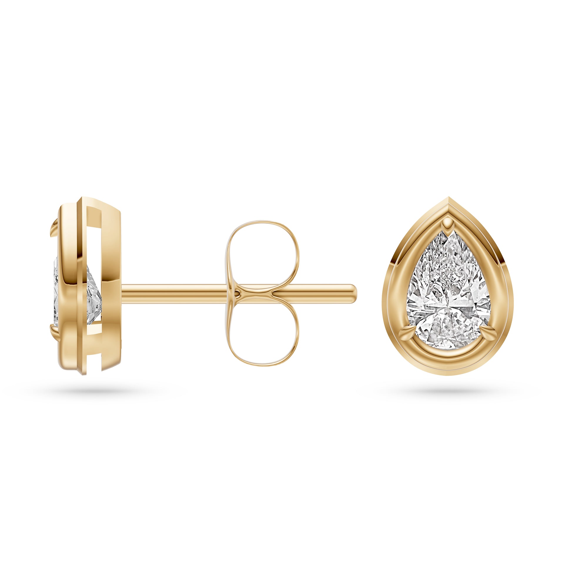 Aurelle Diamond Pear Stud Earrings in 14K Gold