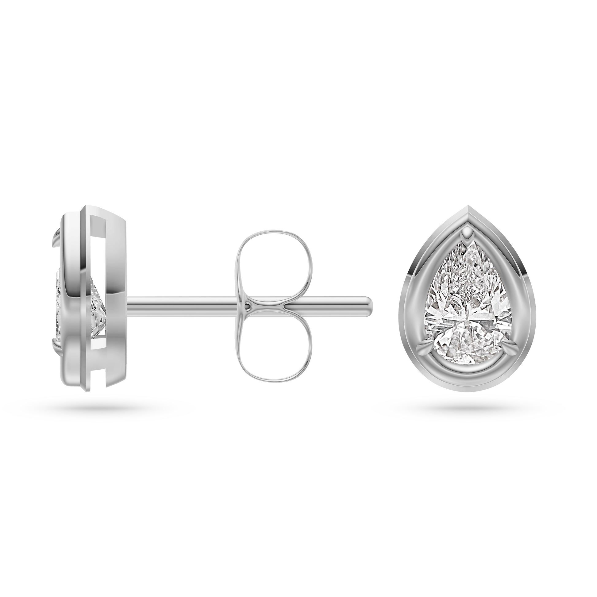 Aurelle Diamond Pear Stud Earrings in 14K Gold