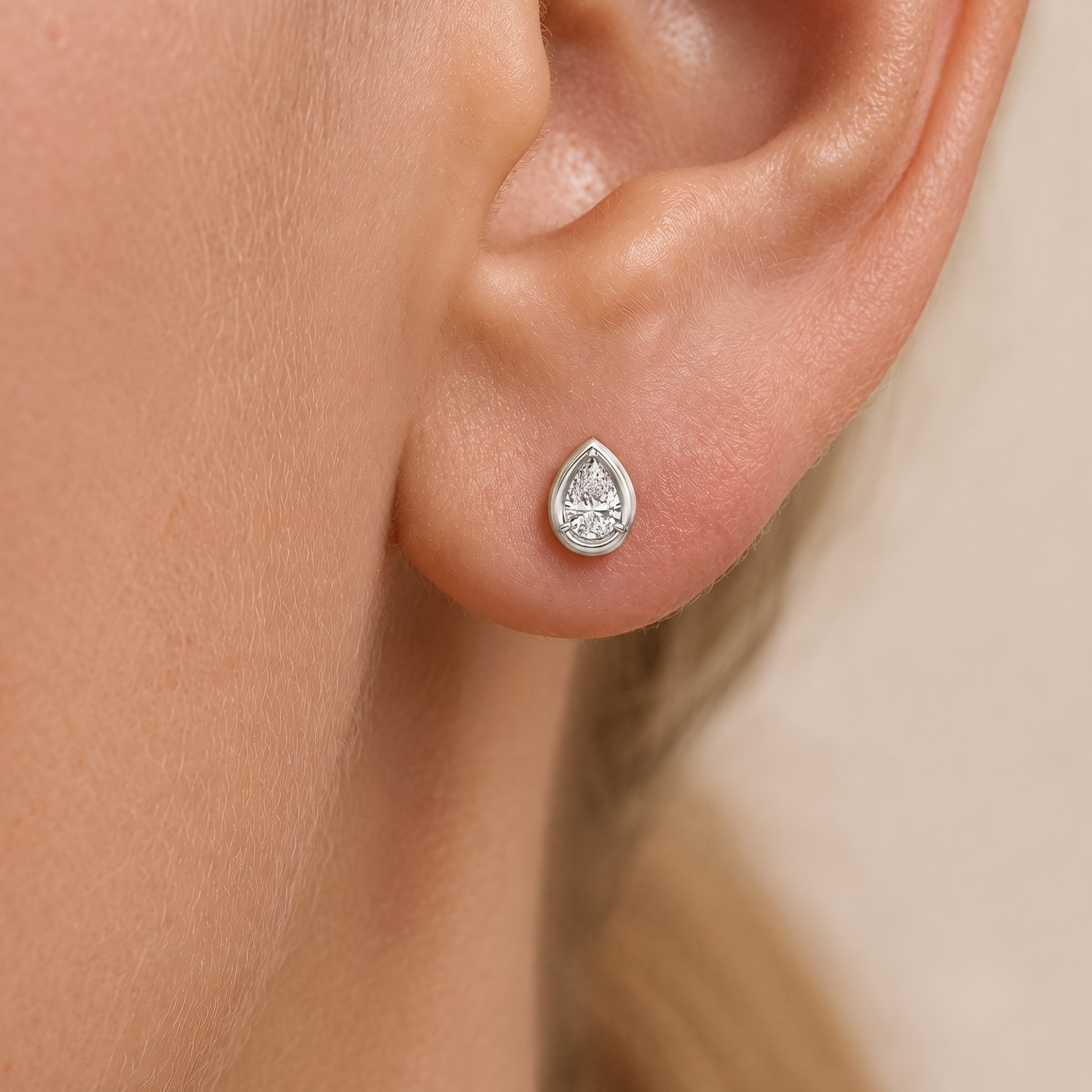 Aurelle Diamond Pear Stud Earrings in 14K Gold