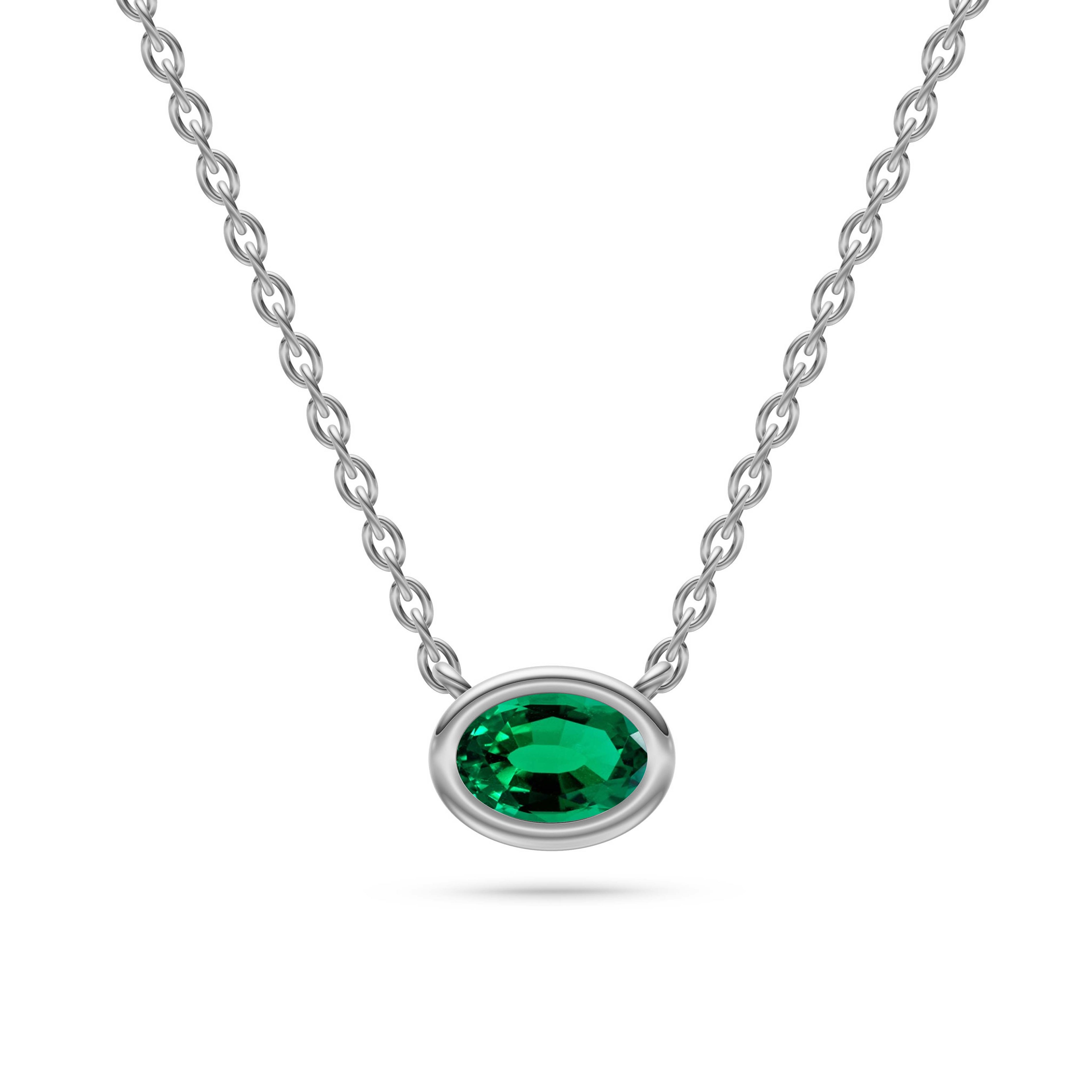 Azure Halo Emerald Bezel Pendant in 18K Gold