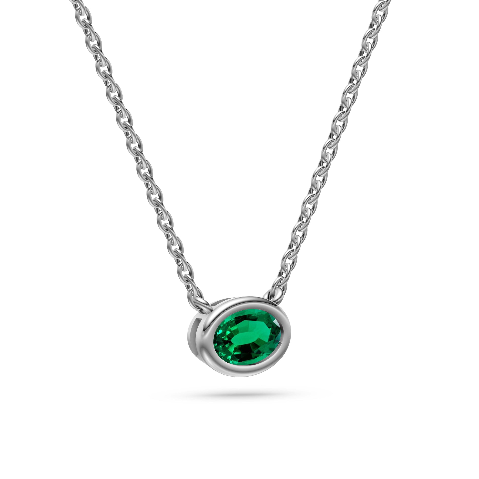 Azure Halo Emerald Bezel Pendant in 18K Gold