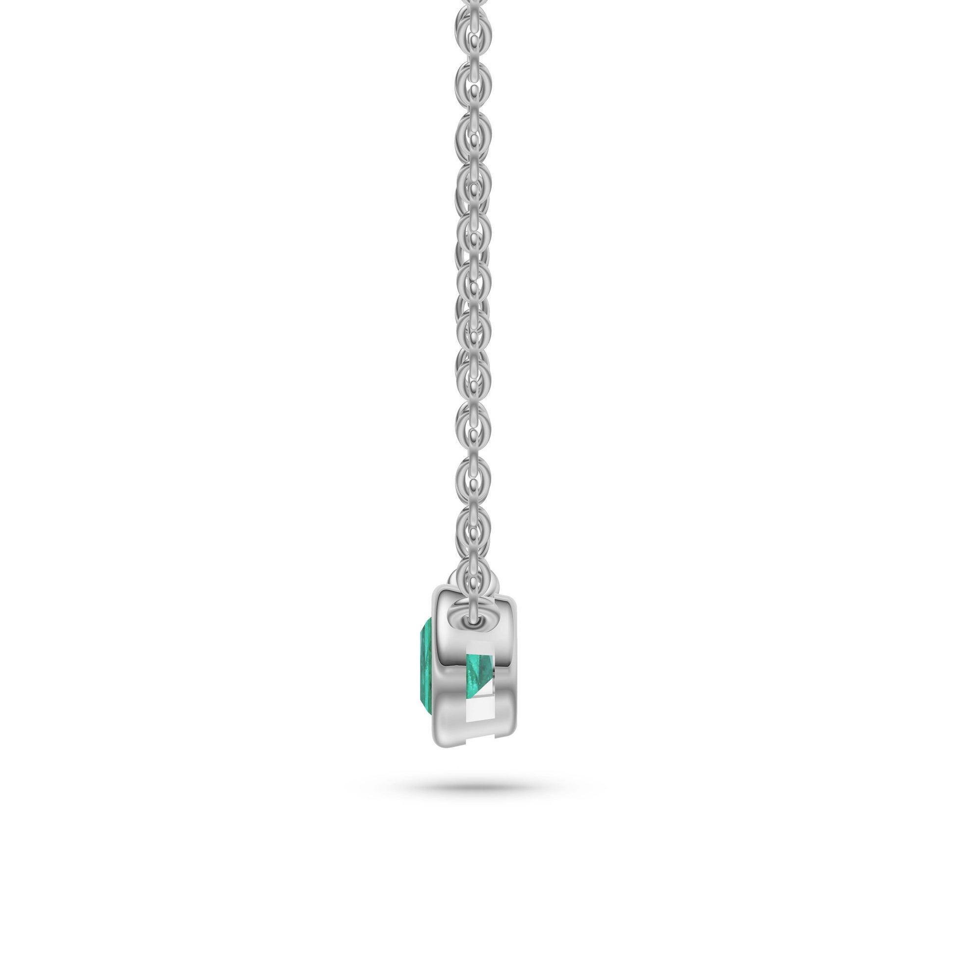 Azure Halo Emerald Bezel Pendant in 18K Gold