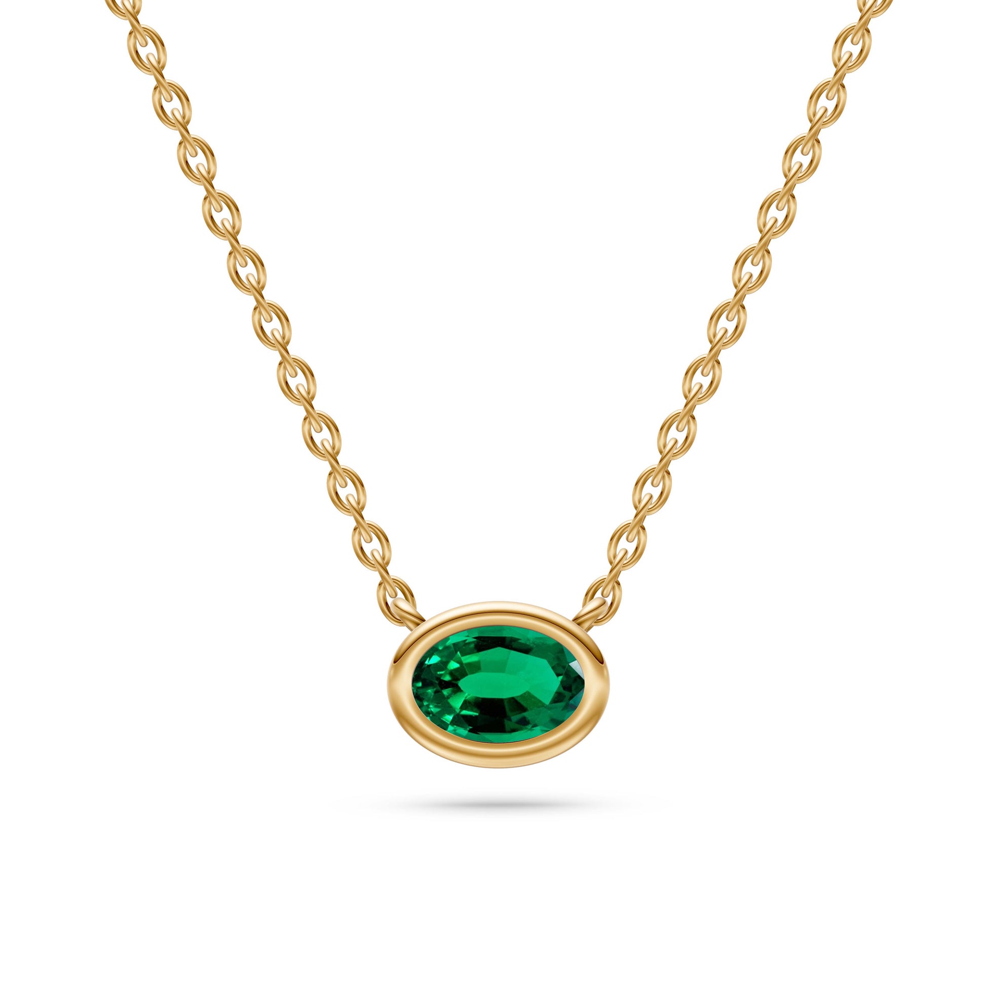 Azure Halo Emerald Bezel Pendant in 18K Gold