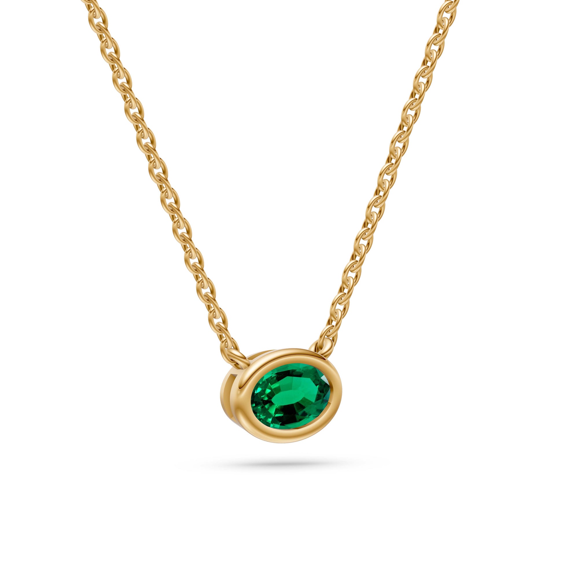 Azure Halo Emerald Bezel Pendant in 18K Gold