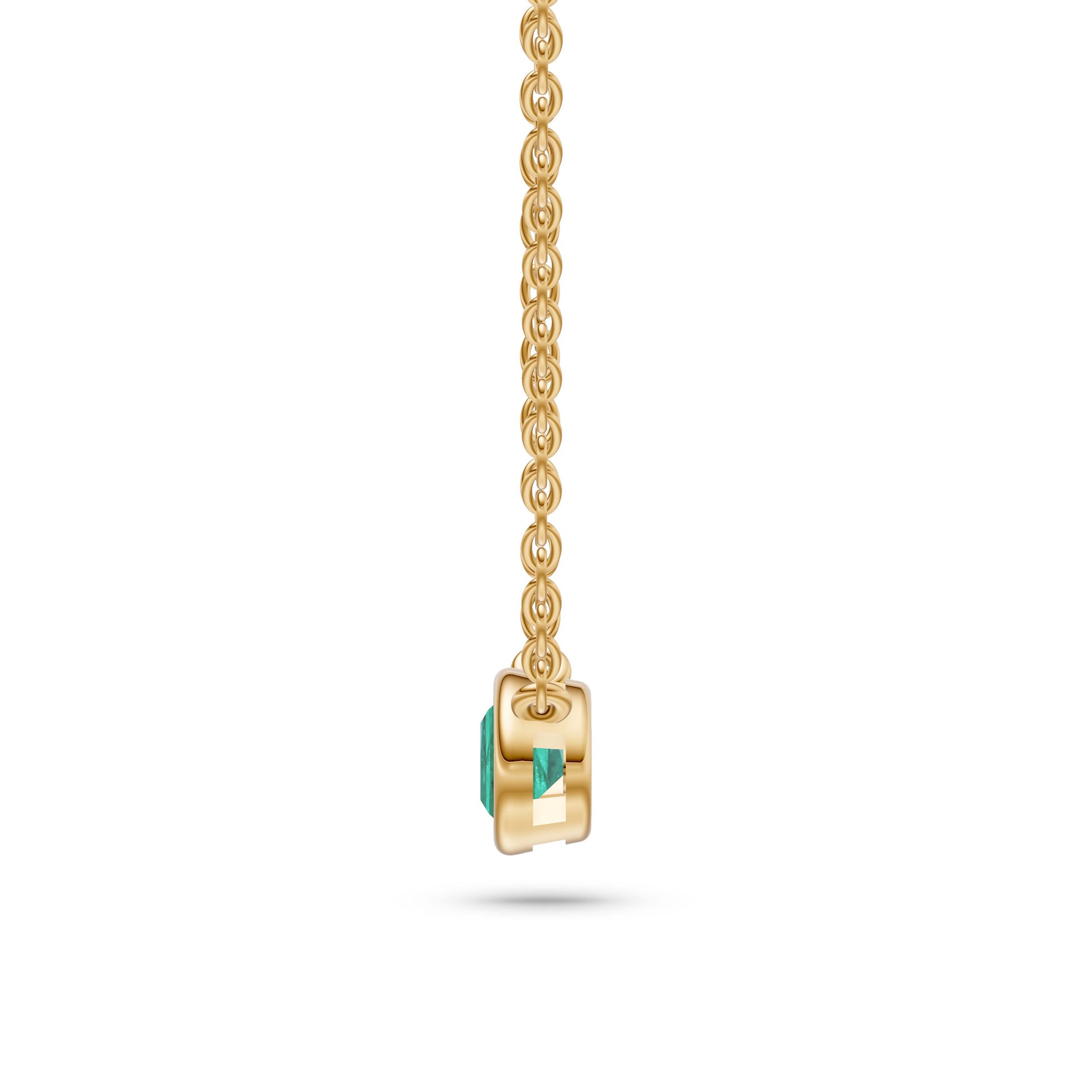 Azure Halo Emerald Bezel Pendant in 18K Gold