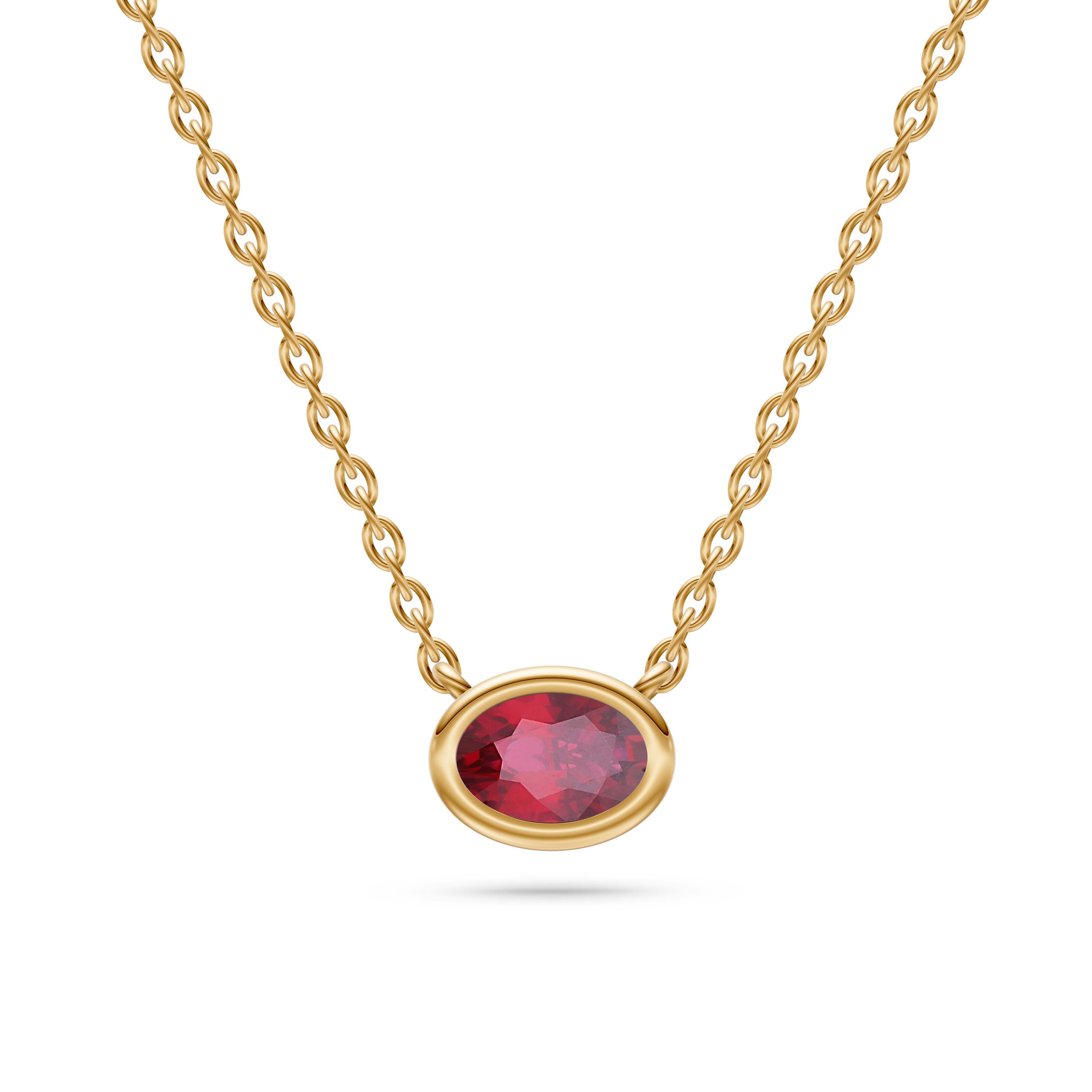 Azure Halo Ruby Bezel Pendant in 18K Gold