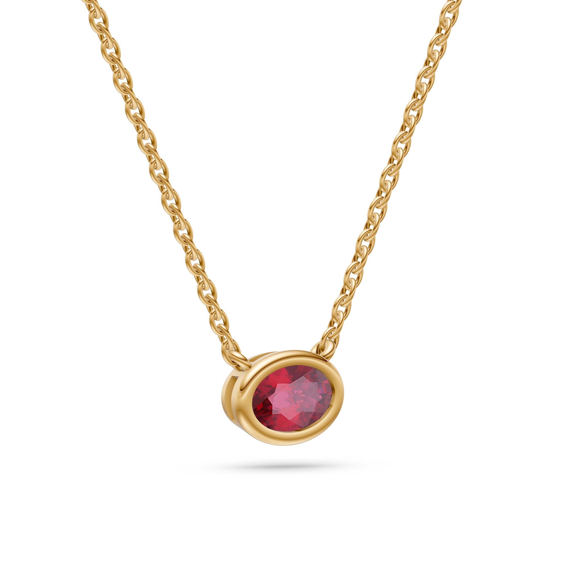 Azure Halo Ruby Bezel Pendant in 18K Gold