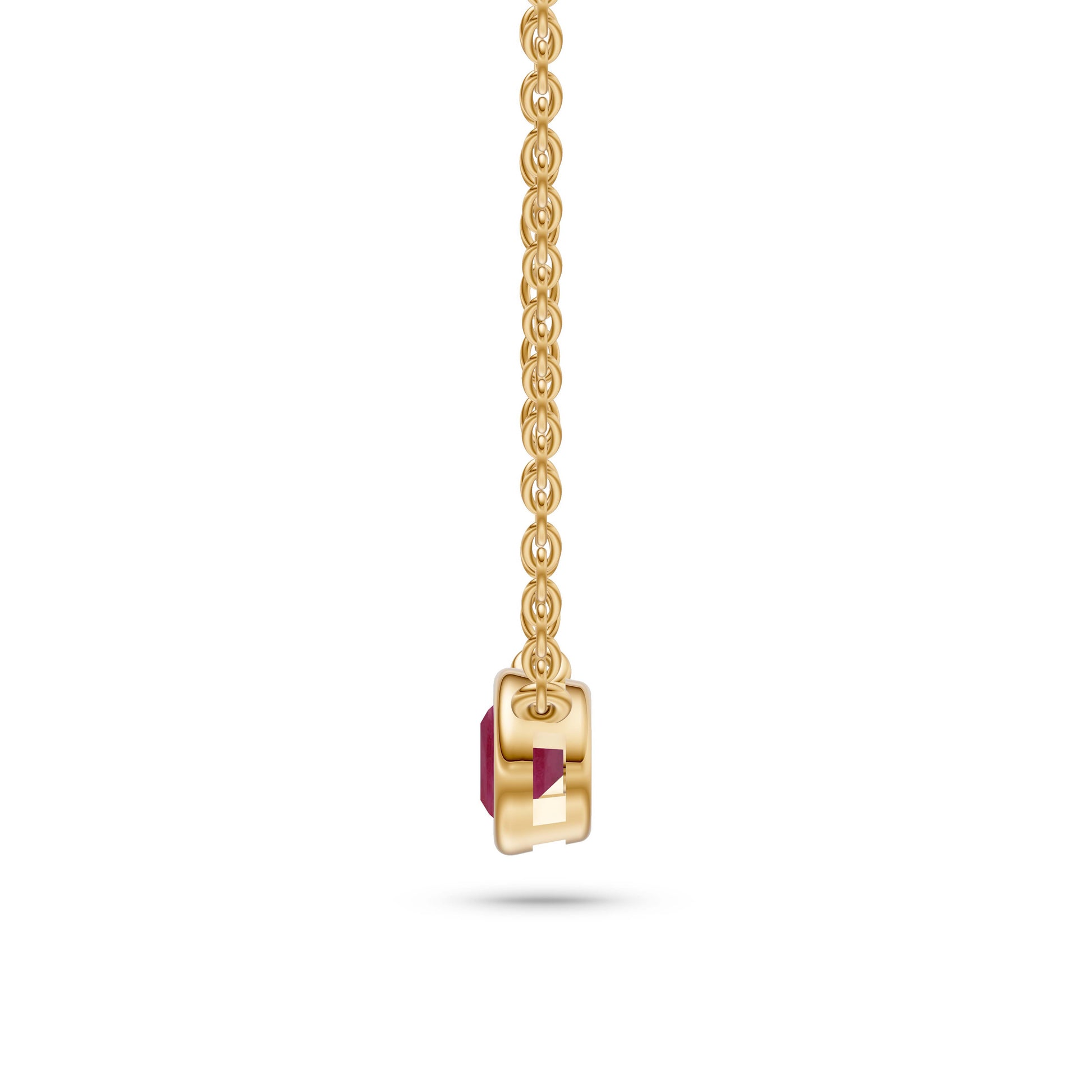 Azure Halo Ruby Bezel Pendant in 18K Gold