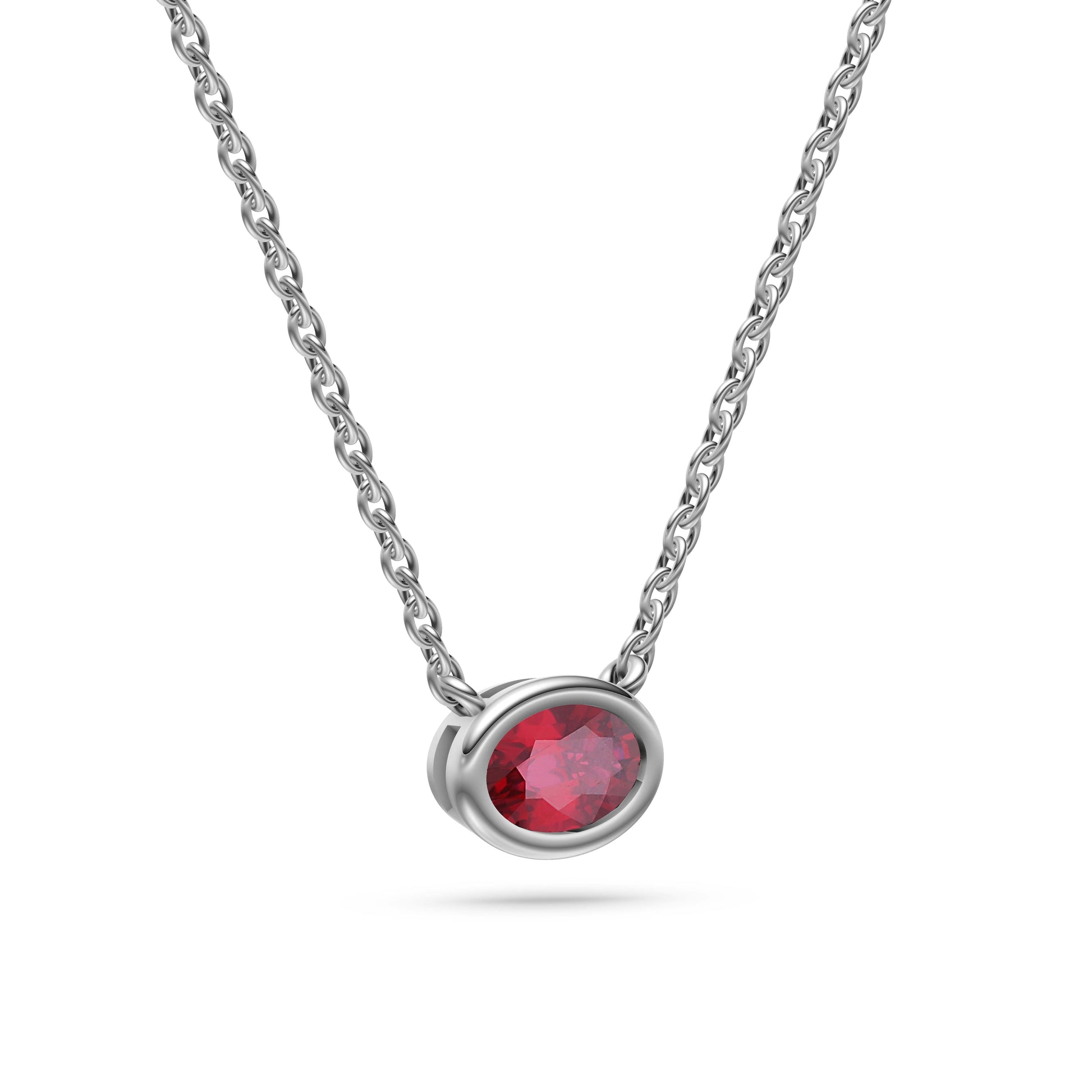 Azure Halo Ruby Bezel Pendant in 18K Gold