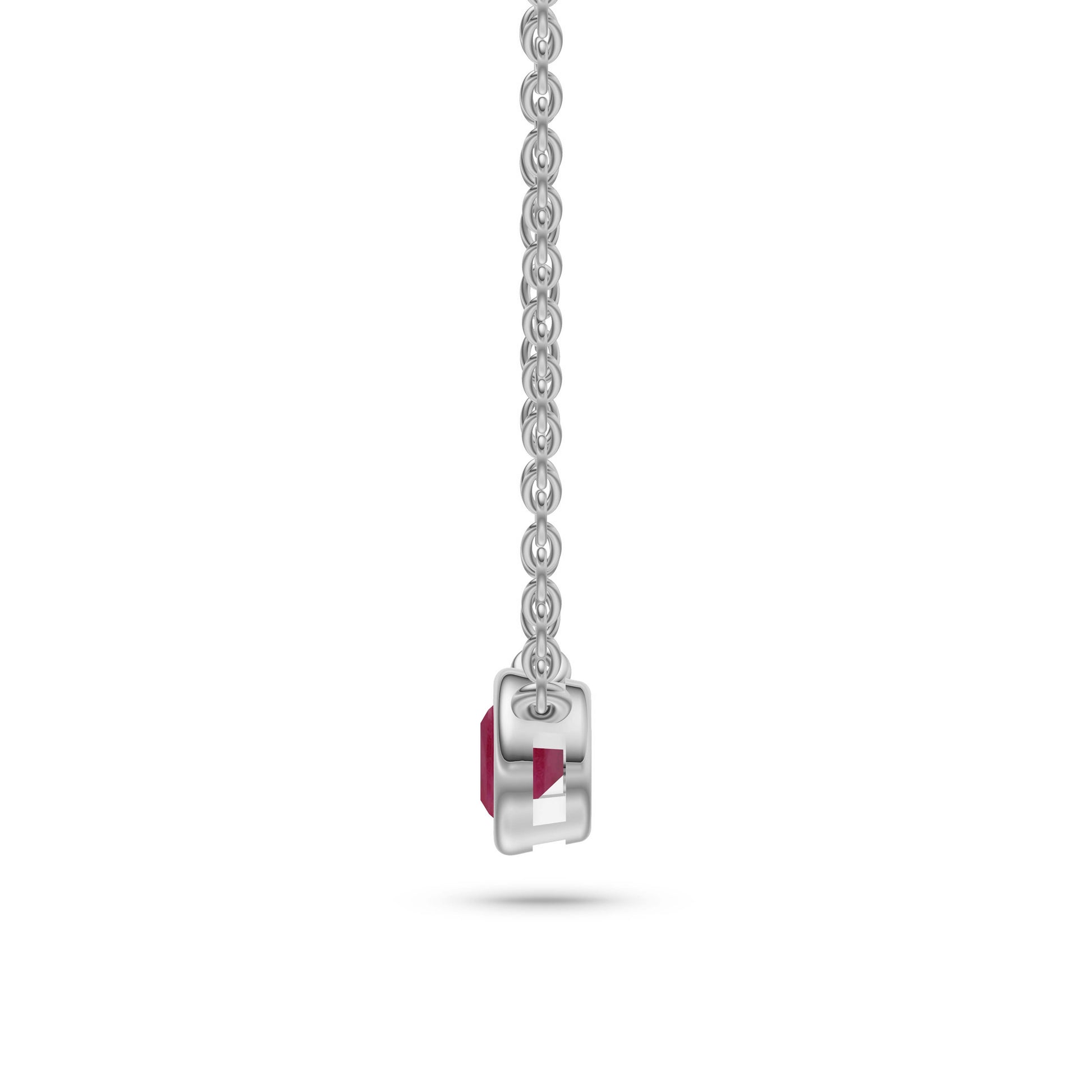 Azure Halo Ruby Bezel Pendant in 18K Gold