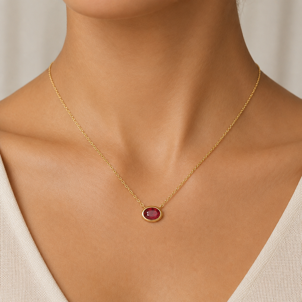 Azure Ruby Bezel Pendant in 18K Gold