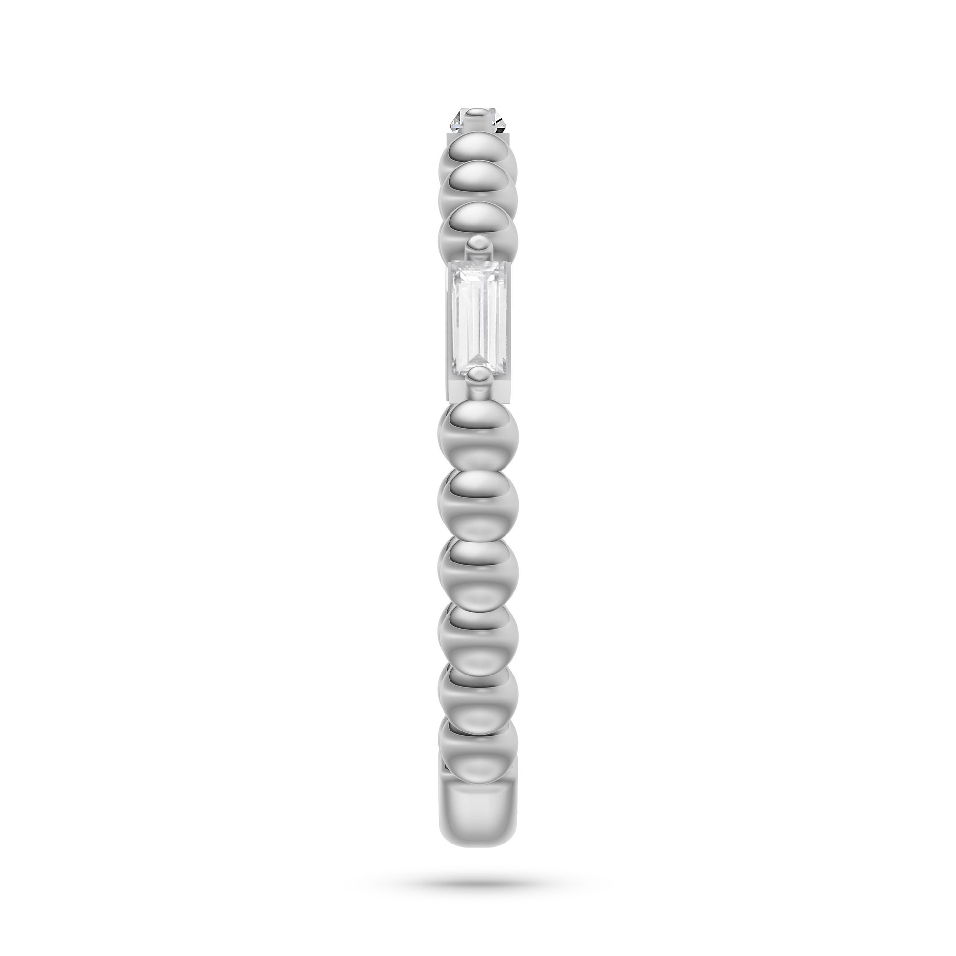 Baguette Diamond Beaded Ring in 14K Gold