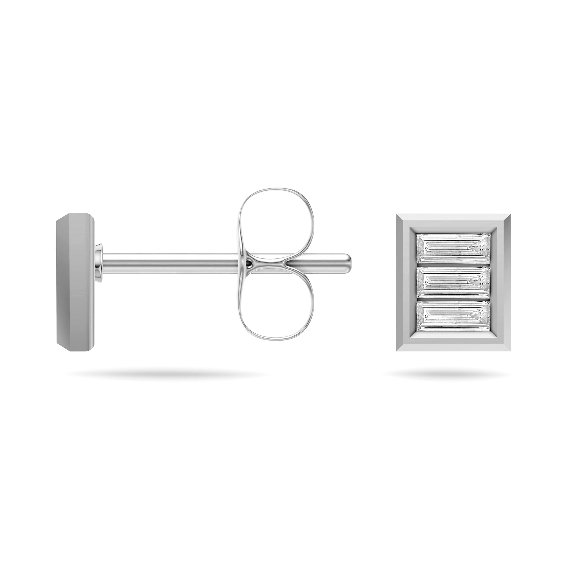Baguette Diamond Stud Earrings in 14K Gold