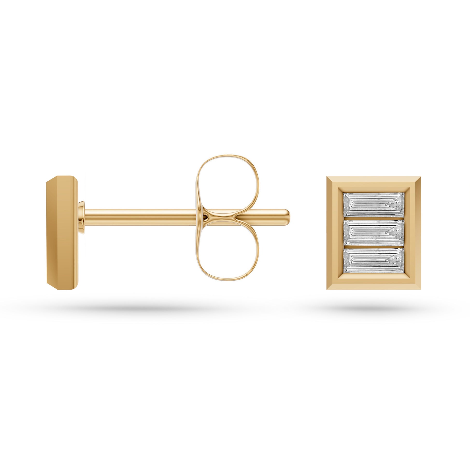 Baguette Diamond Stud Earrings in 14K Gold