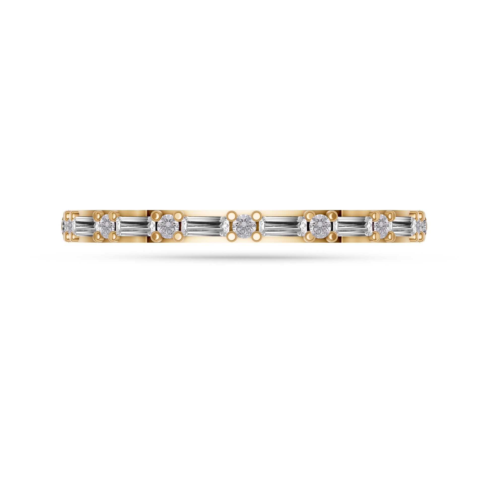Diamond Round & Baguette Band Ring in 14K Gold