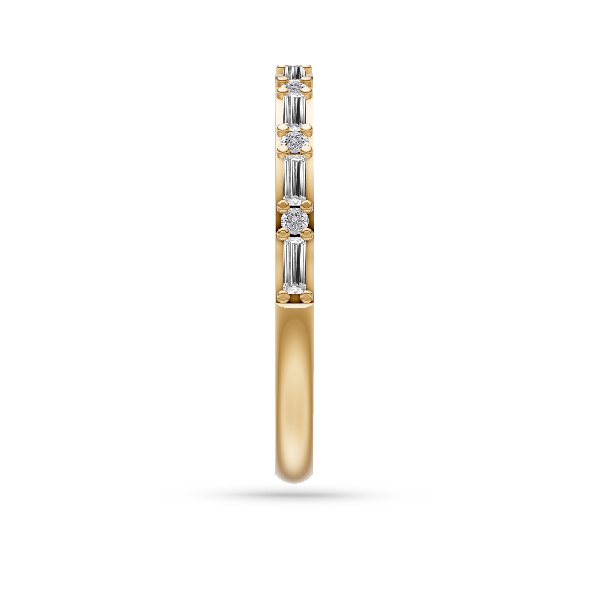Diamond Round & Baguette Band Ring in 14K Gold