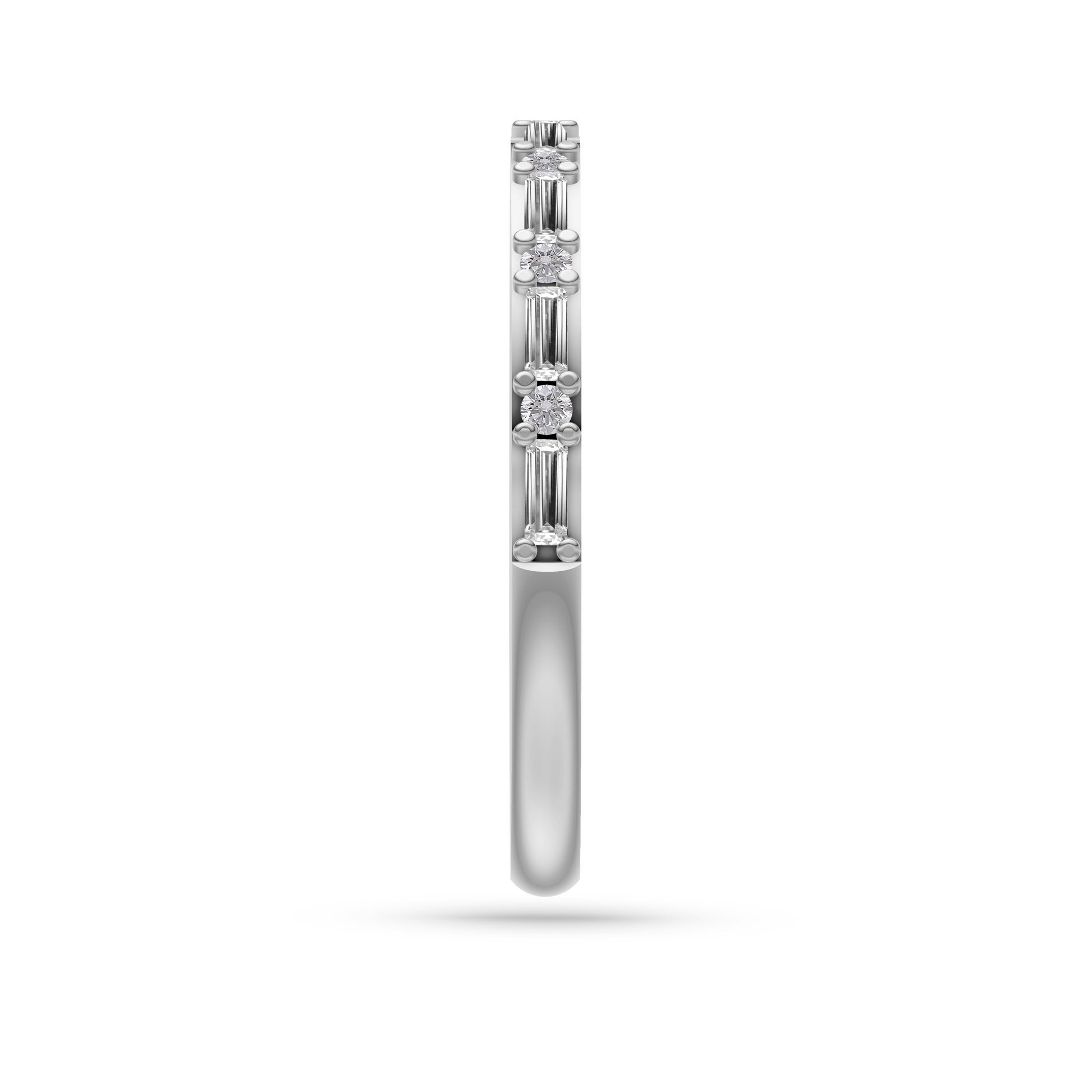 Diamond Round & Baguette Band Ring in 14K Gold