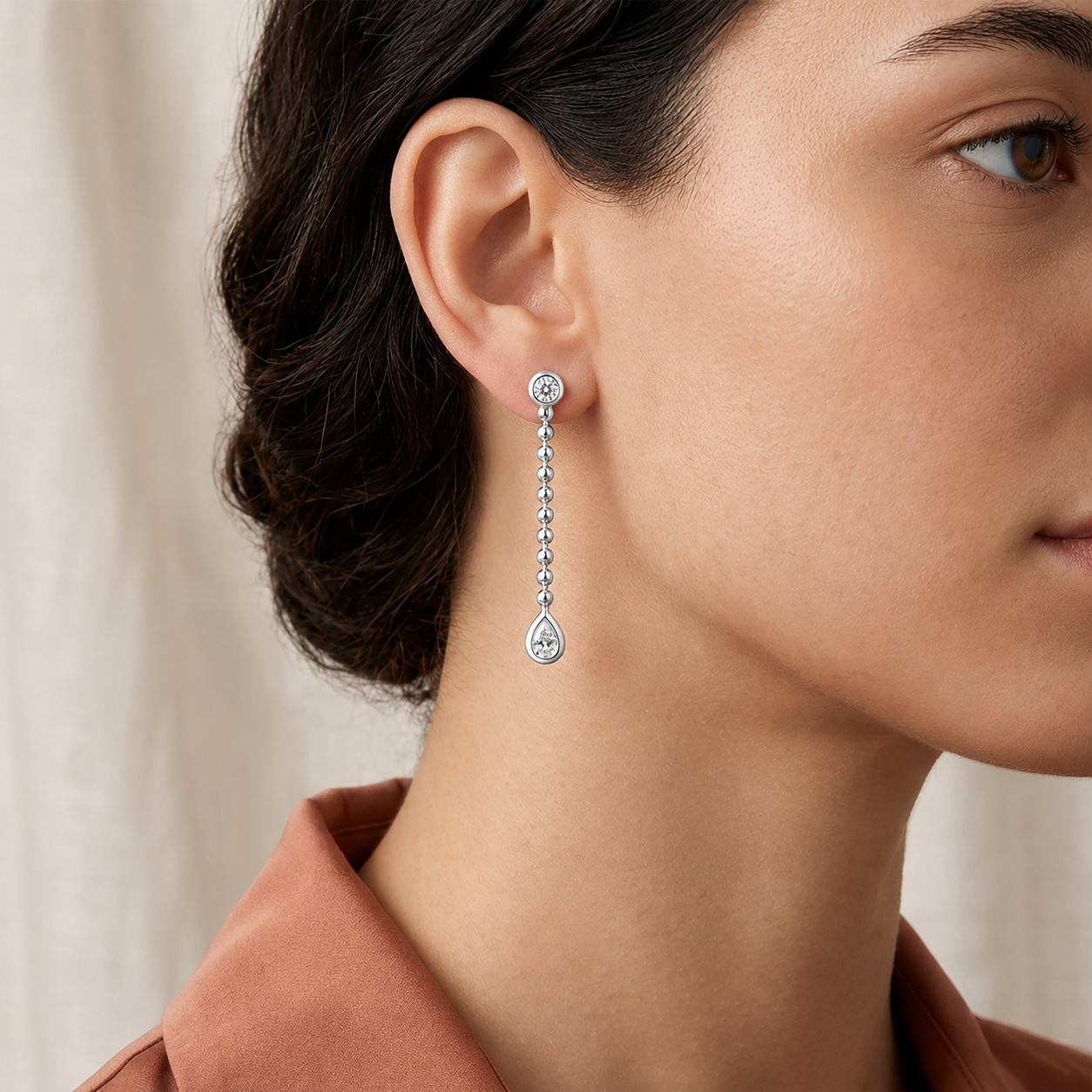 Bezel Set Diamond Dangle Earrings in 14K Gold