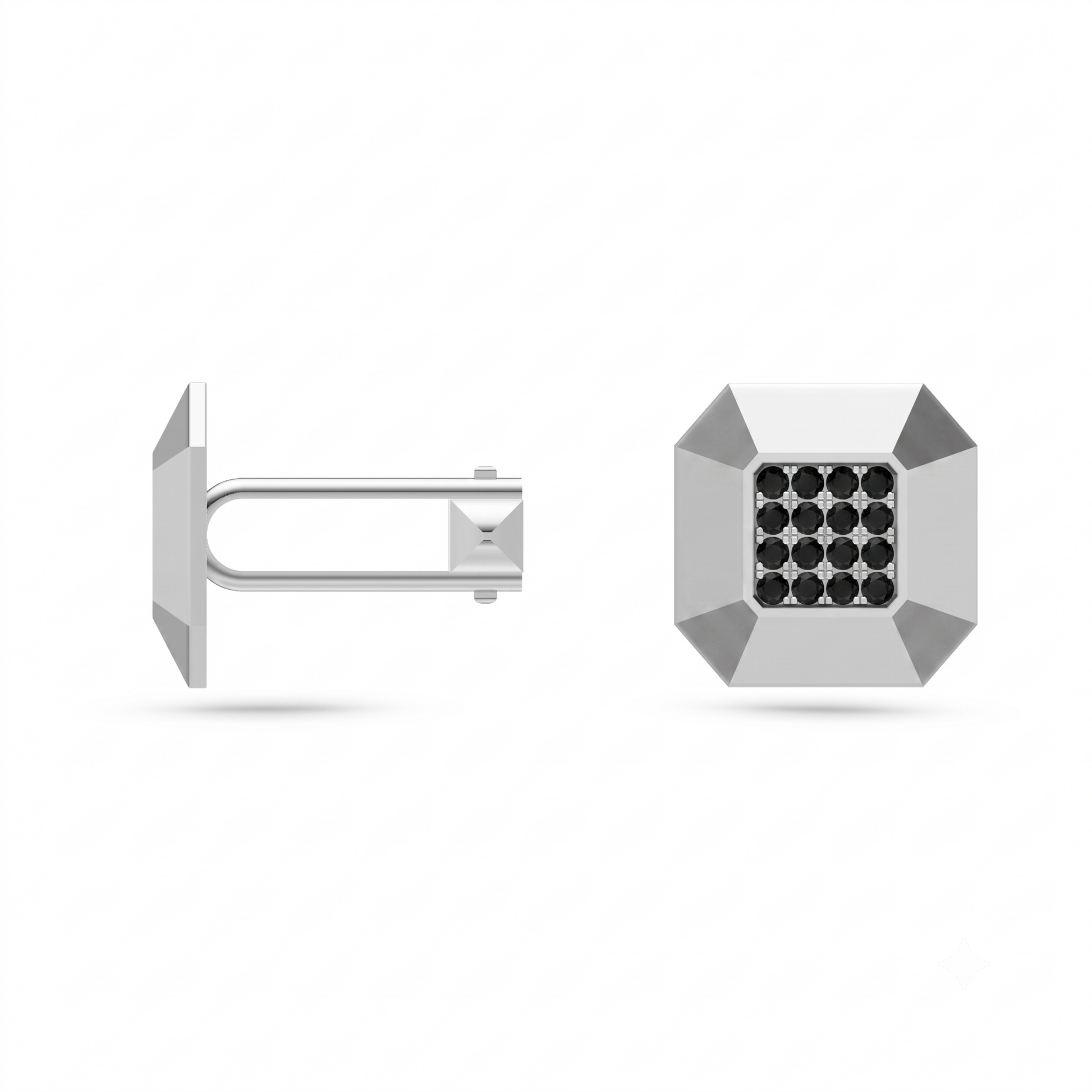 Black Diamond Cufflinks in Sterling Silver