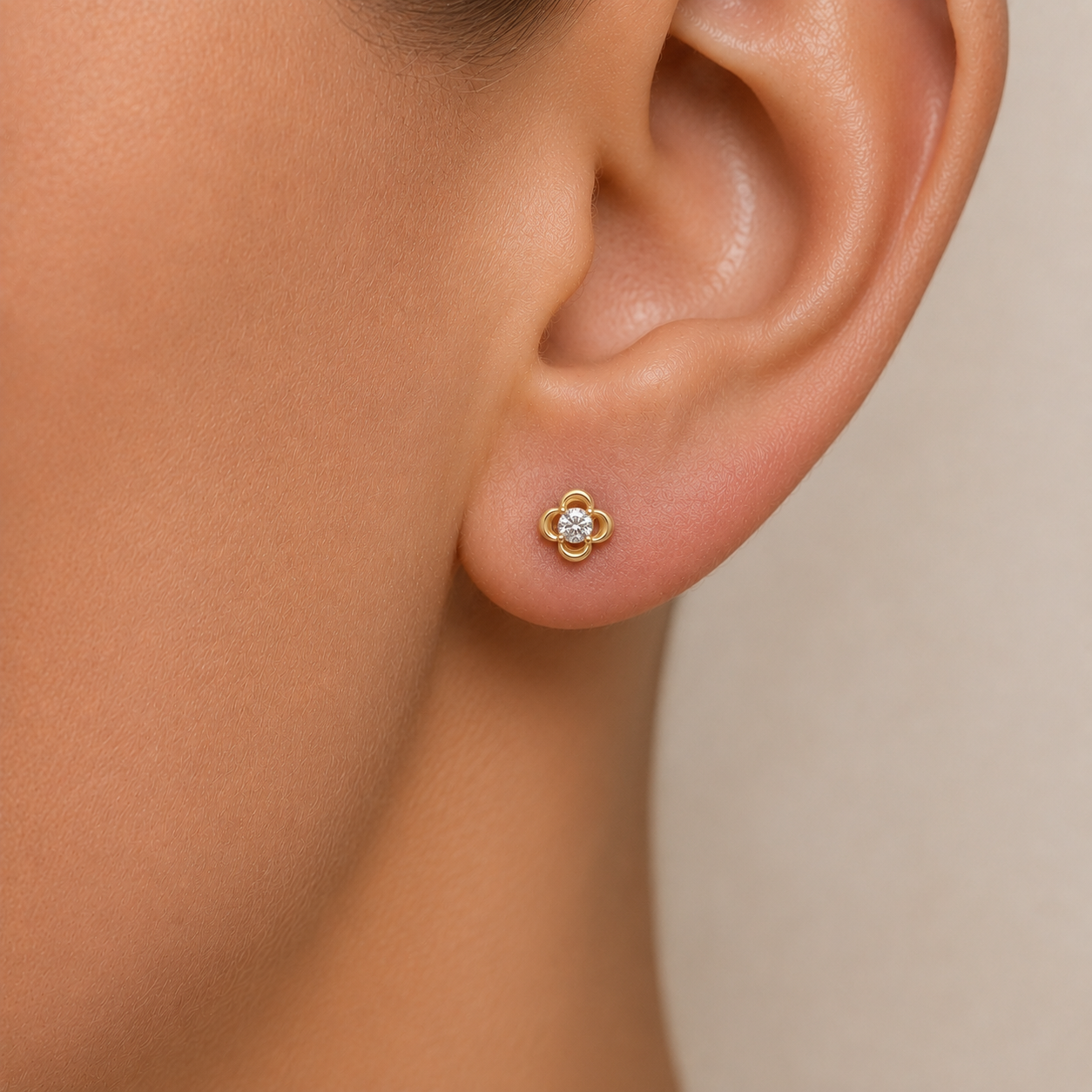 Blossom Diamond Flower Stud Earrings in 14K Gold