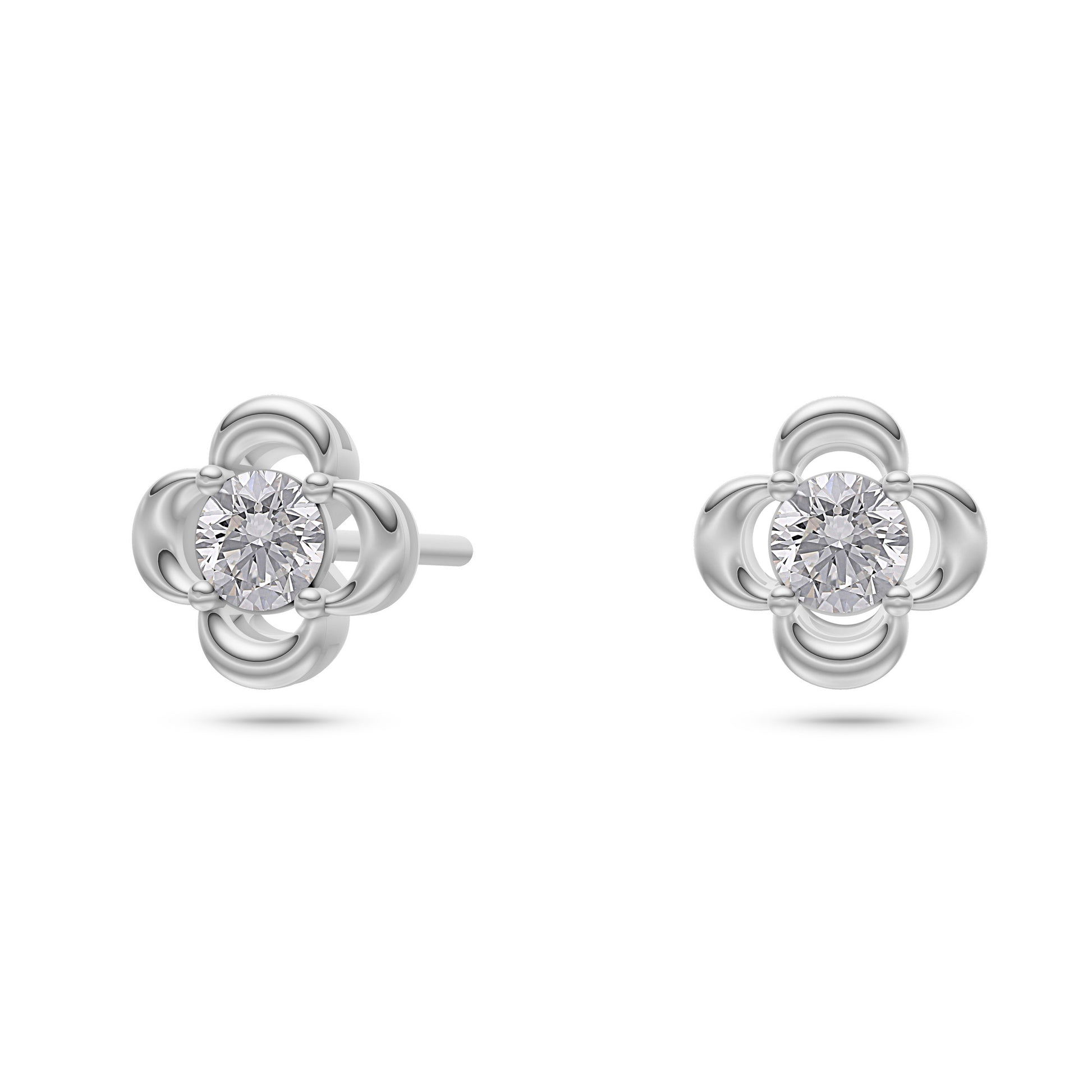 Blossom Diamond Flower Stud Earrings in 14K Gold