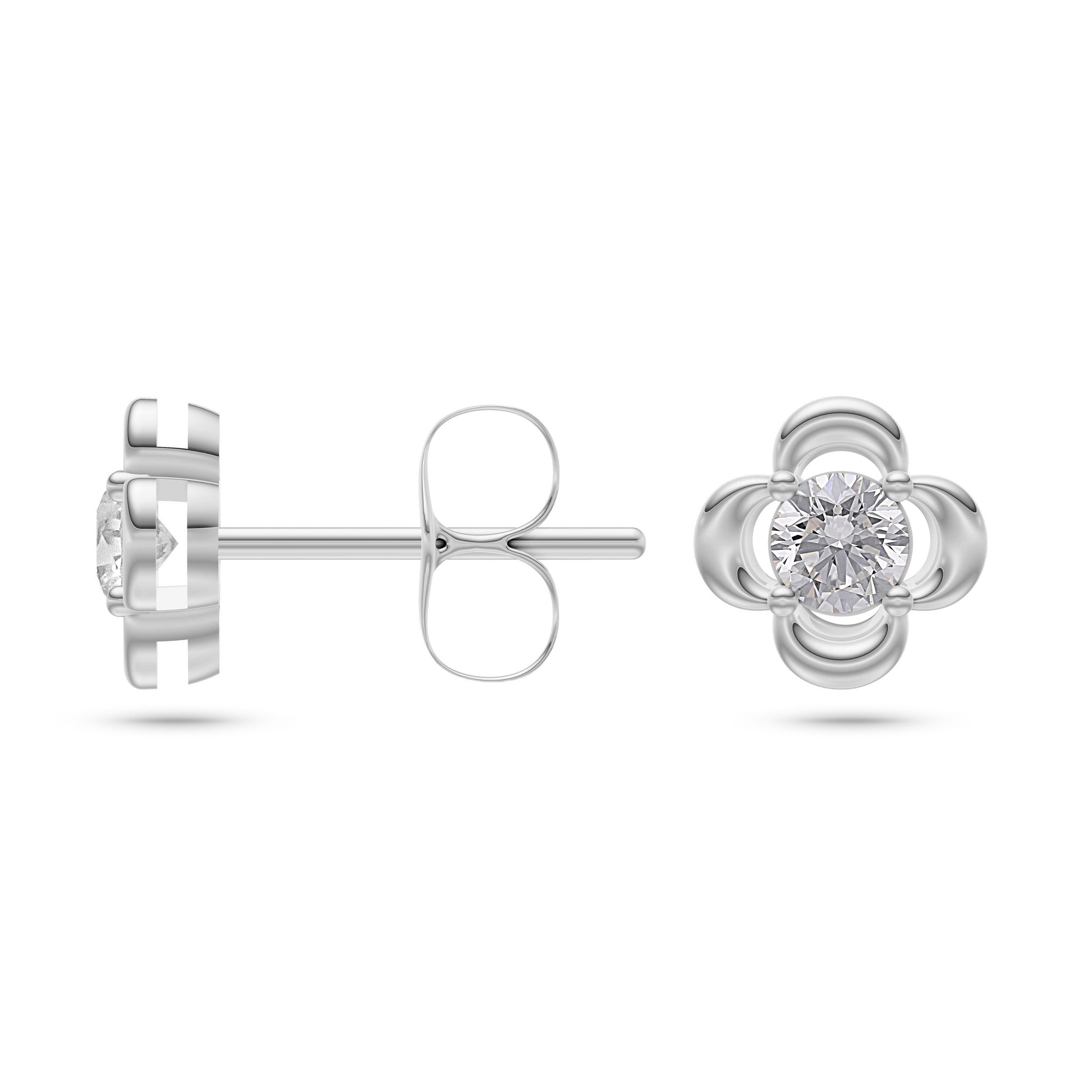 Blossom Diamond Flower Stud Earrings in 14K Gold